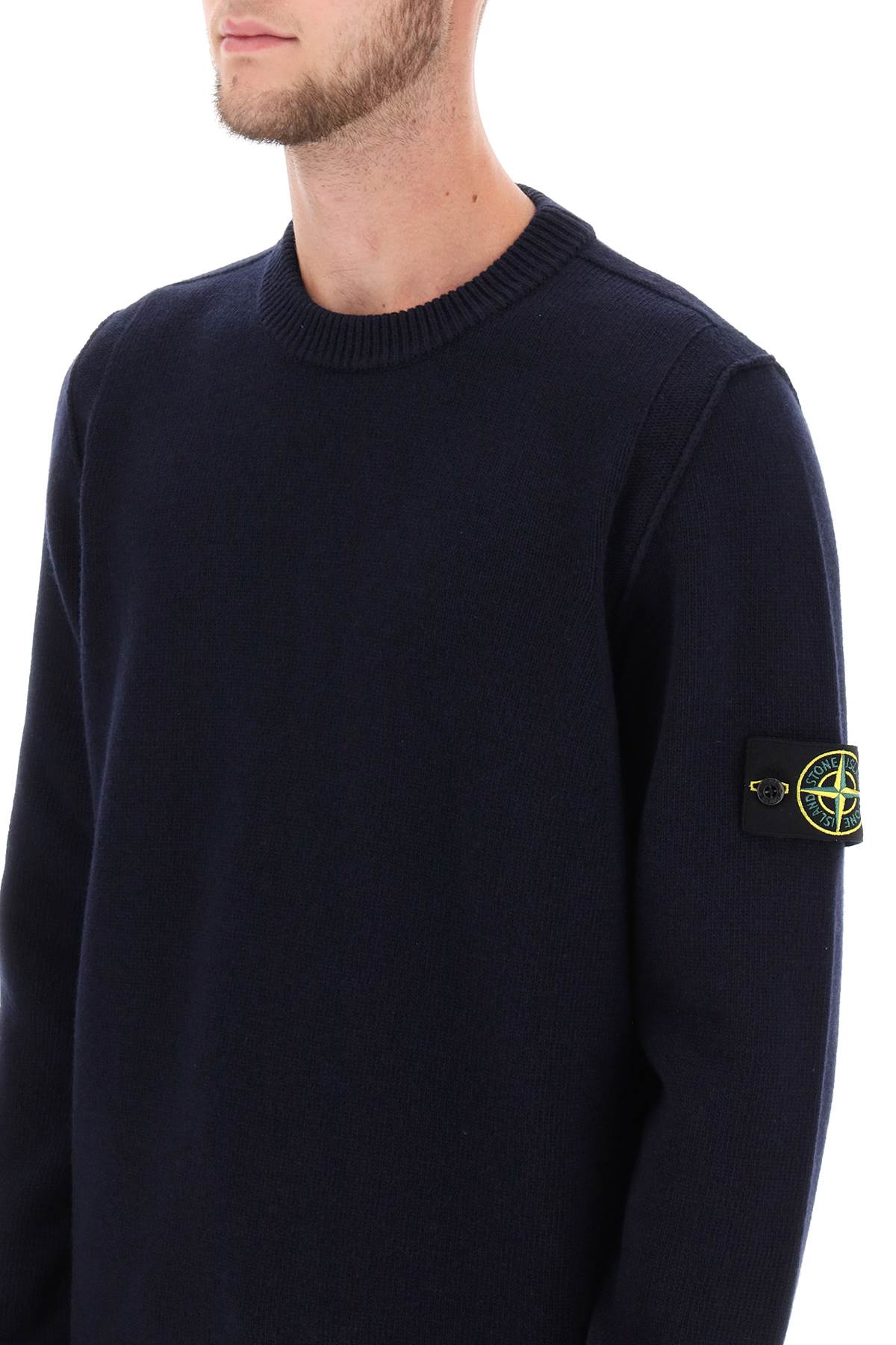 Shop Stone Island Crew-neck Sweater In Wool In Blue