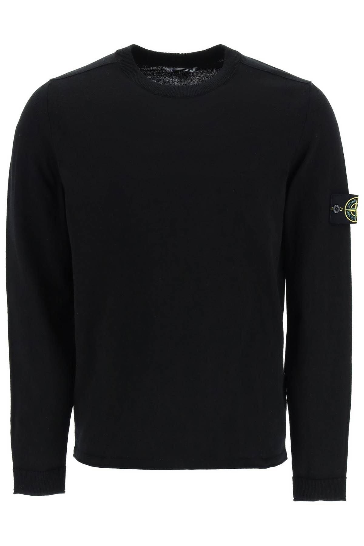 Stone Island Raw Cotton Sweater In Black