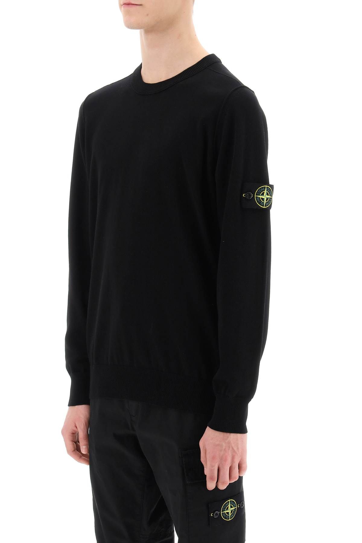 Shop Stone Island Organic Cotton Sweater In Black