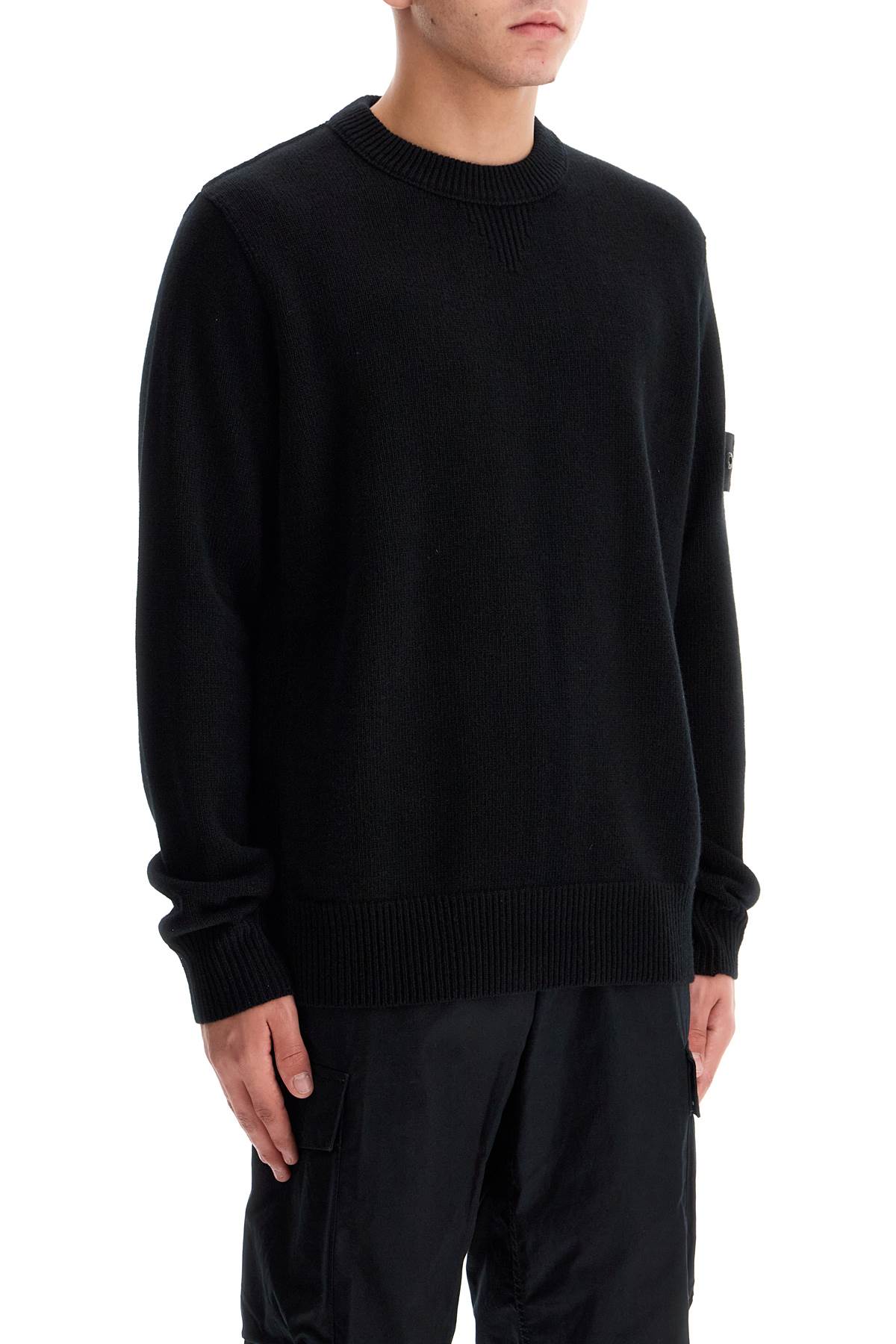 Shop Stone Island 'rws Ghost Wool Crewneck Pul In Black