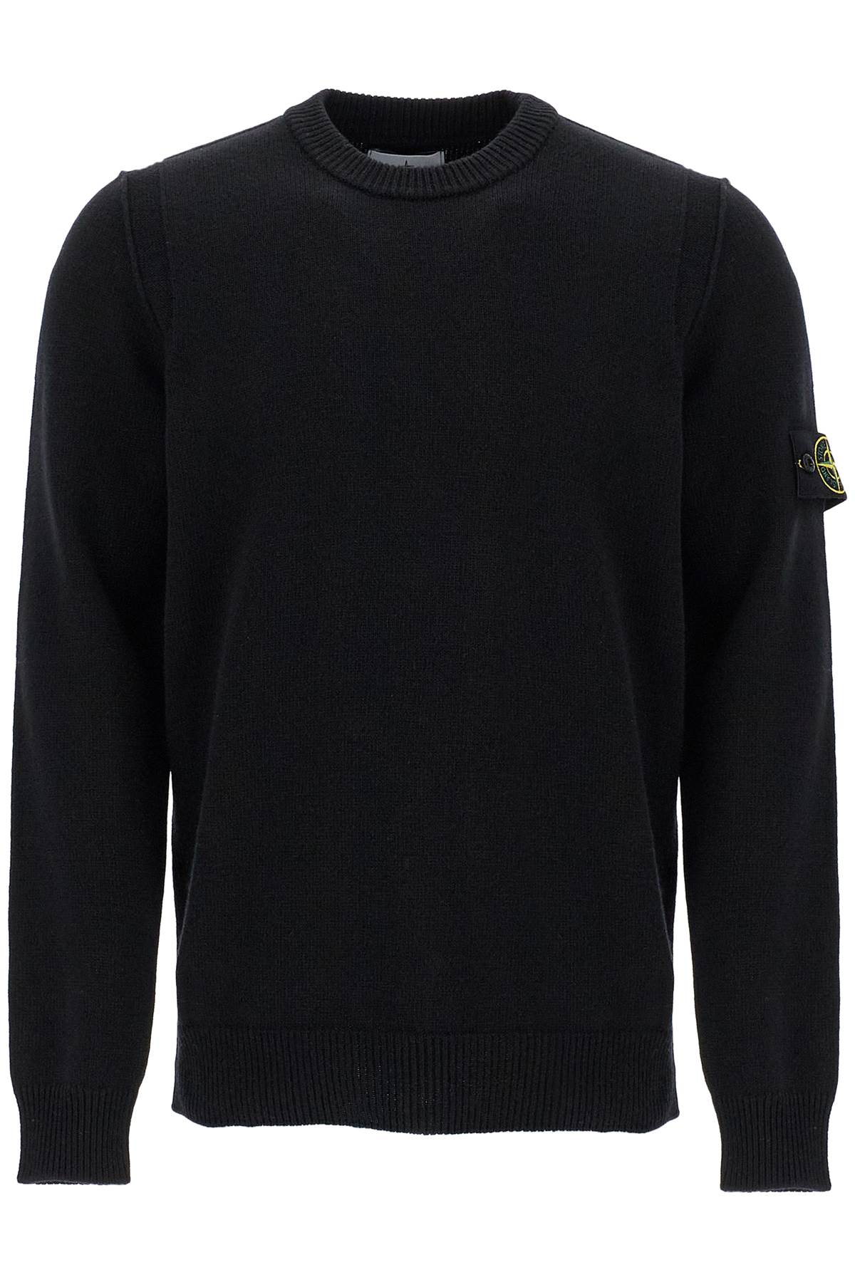 Shop Stone Island Crewneck Wool Blend Pullover In Black