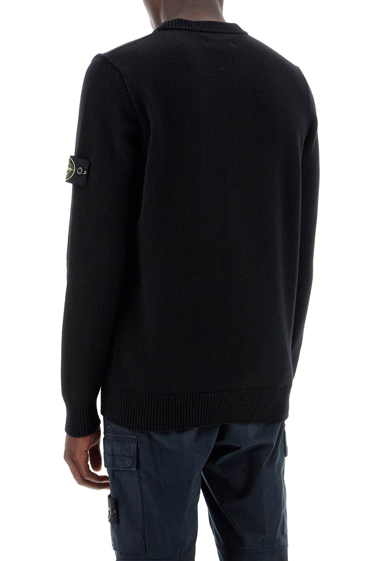 Shop Stone Island Crewneck Wool Blend Pullover In Black