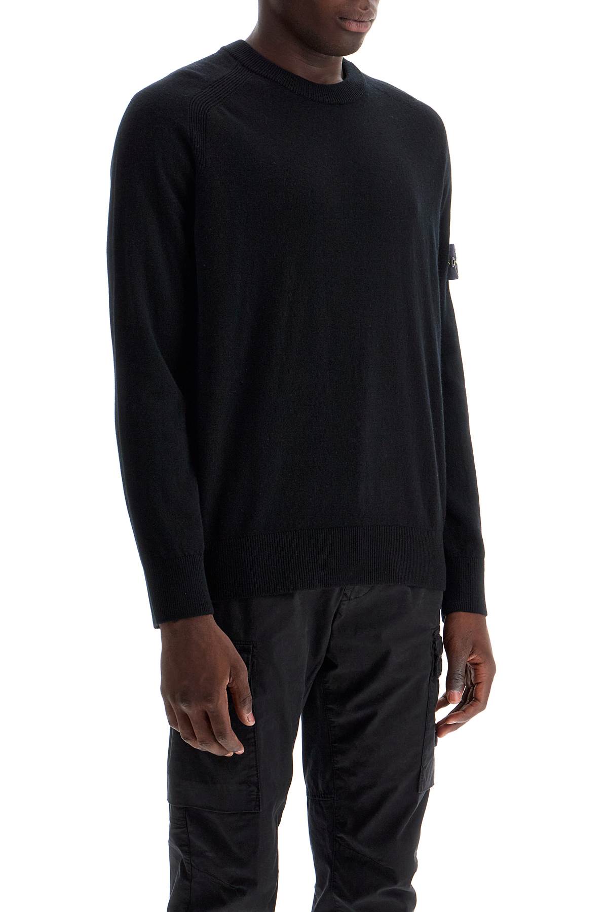 Shop Stone Island Rws Wool Raglan Pullover In Black