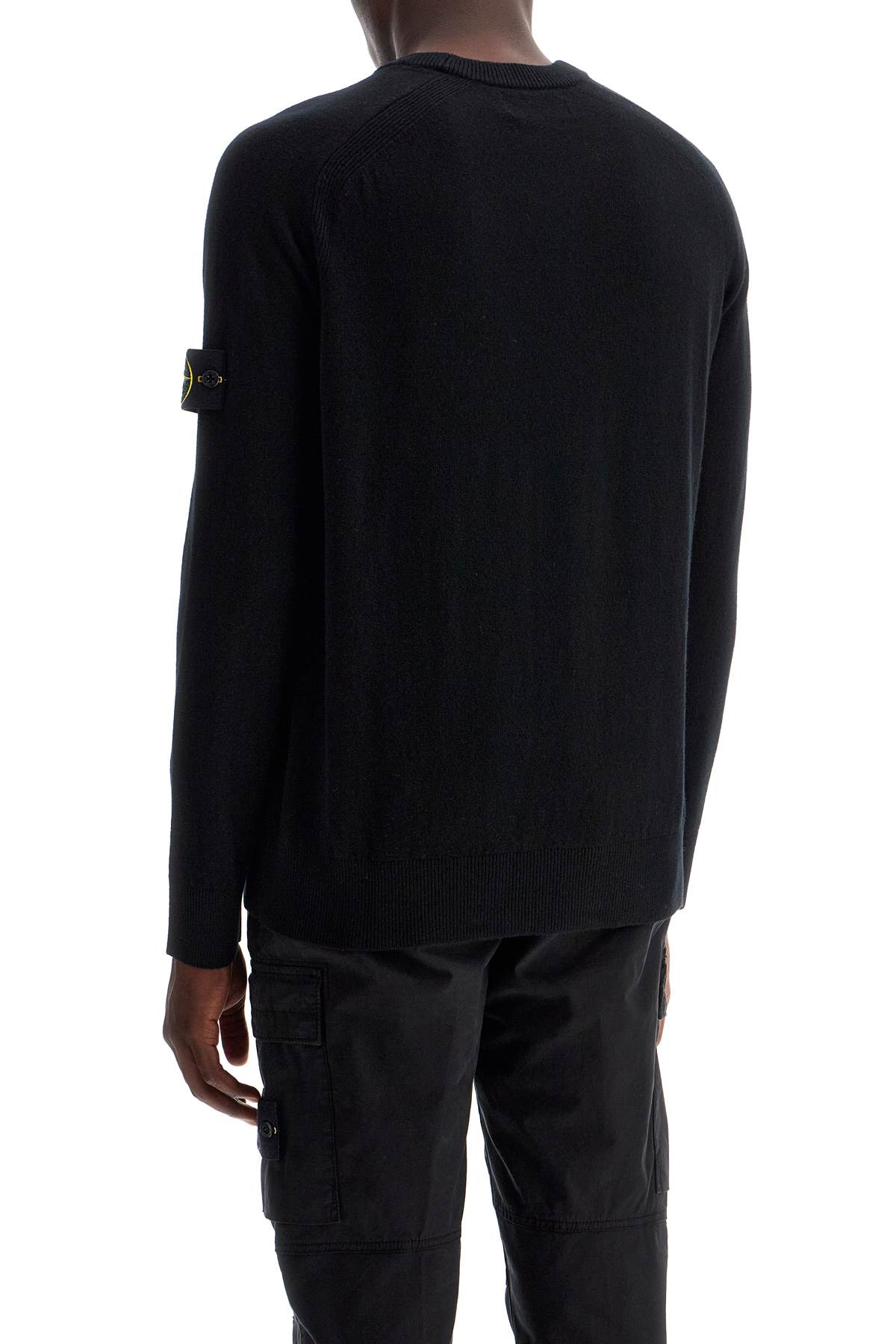 Shop Stone Island Rws Wool Raglan Pullover In Black