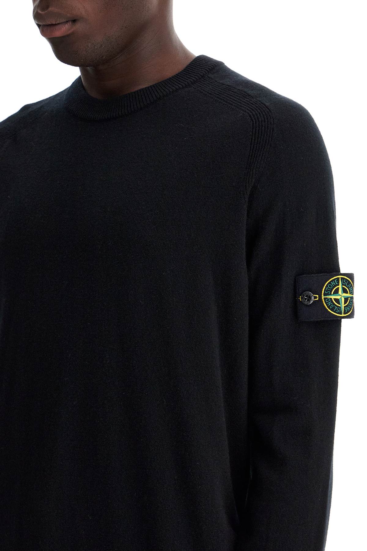 Shop Stone Island Rws Wool Raglan Pullover In Black