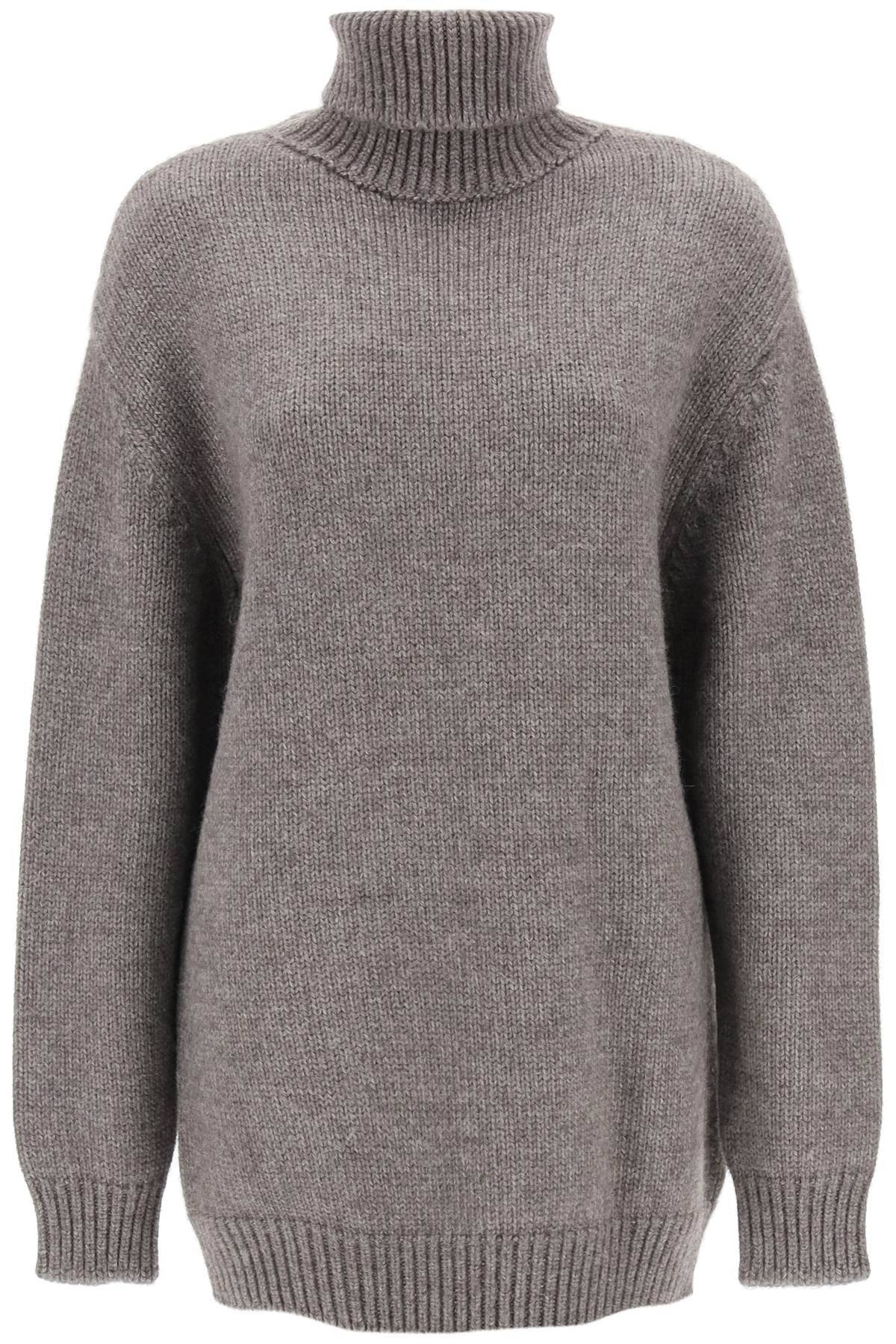 The Row Elu Maxi Turtleneck Sweater In Alpaca And Silk In Grey