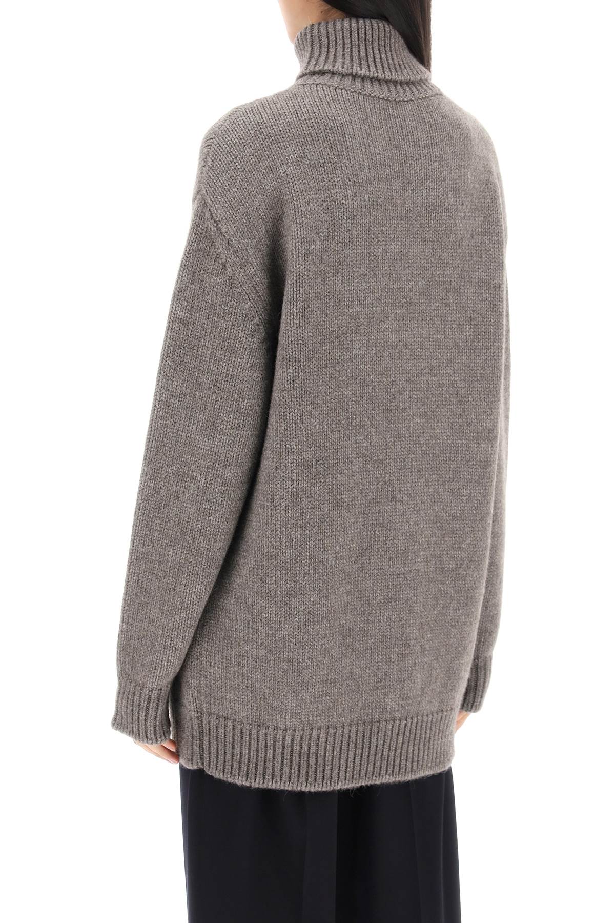 Shop The Row Elu Maxi Turtleneck Sweater In Alpaca And Silk In Grey
