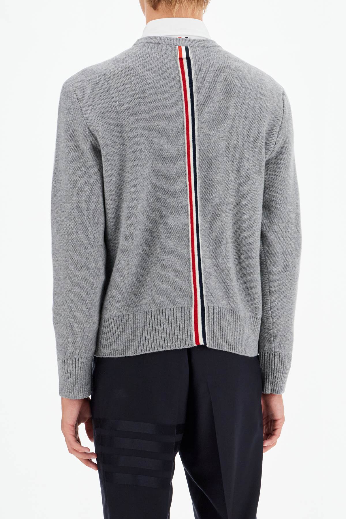 Shop Thom Browne Wool Piqué Crewneck Pullover In Grey