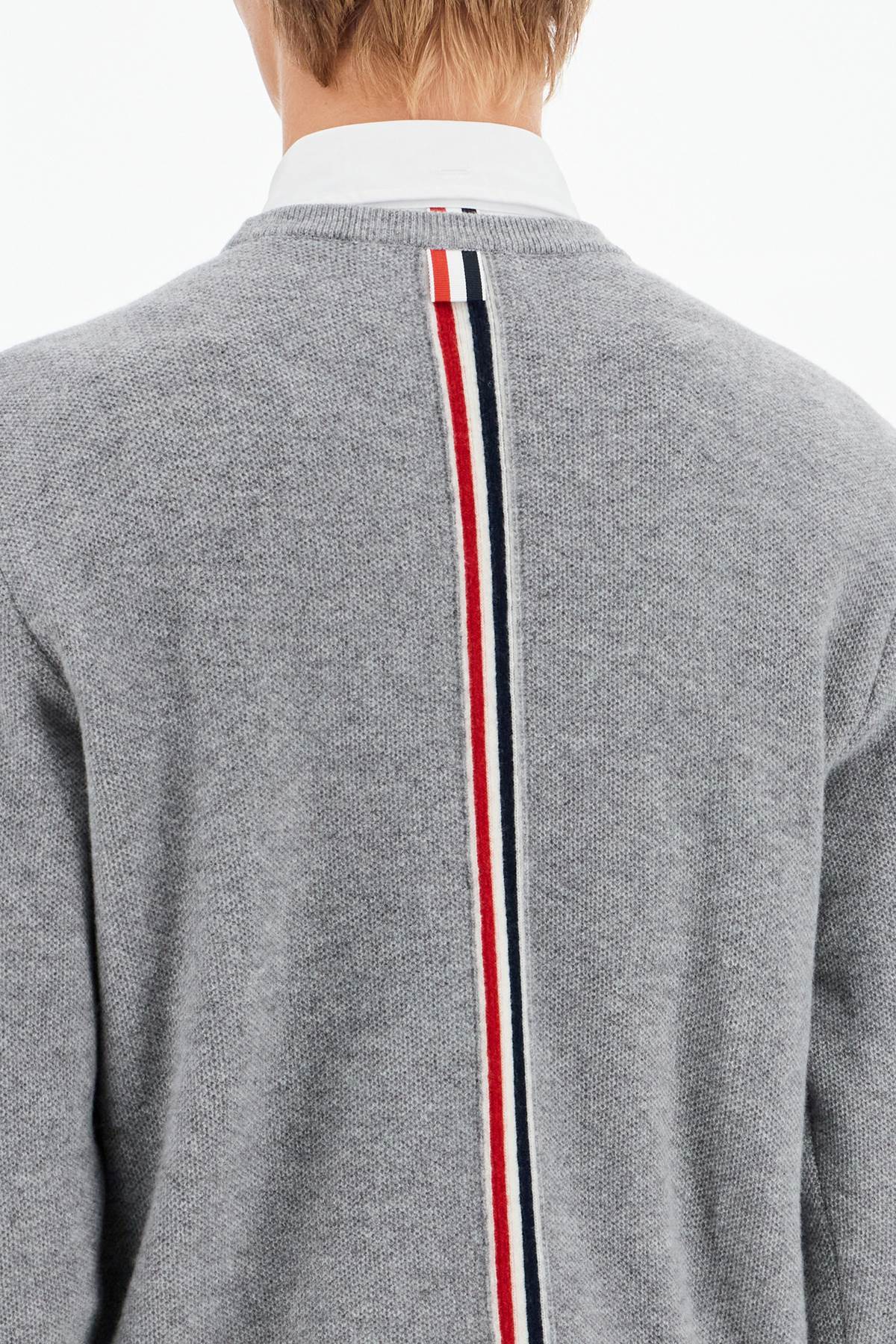 Shop Thom Browne Wool Piqué Crewneck Pullover In Grey