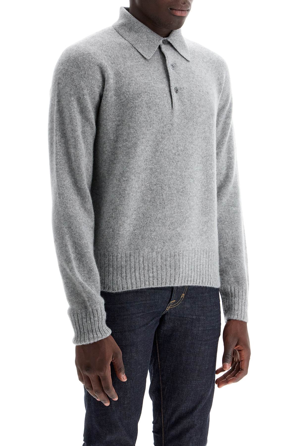 Shop Tom Ford Cashmere Polo-style Pullover In Grey