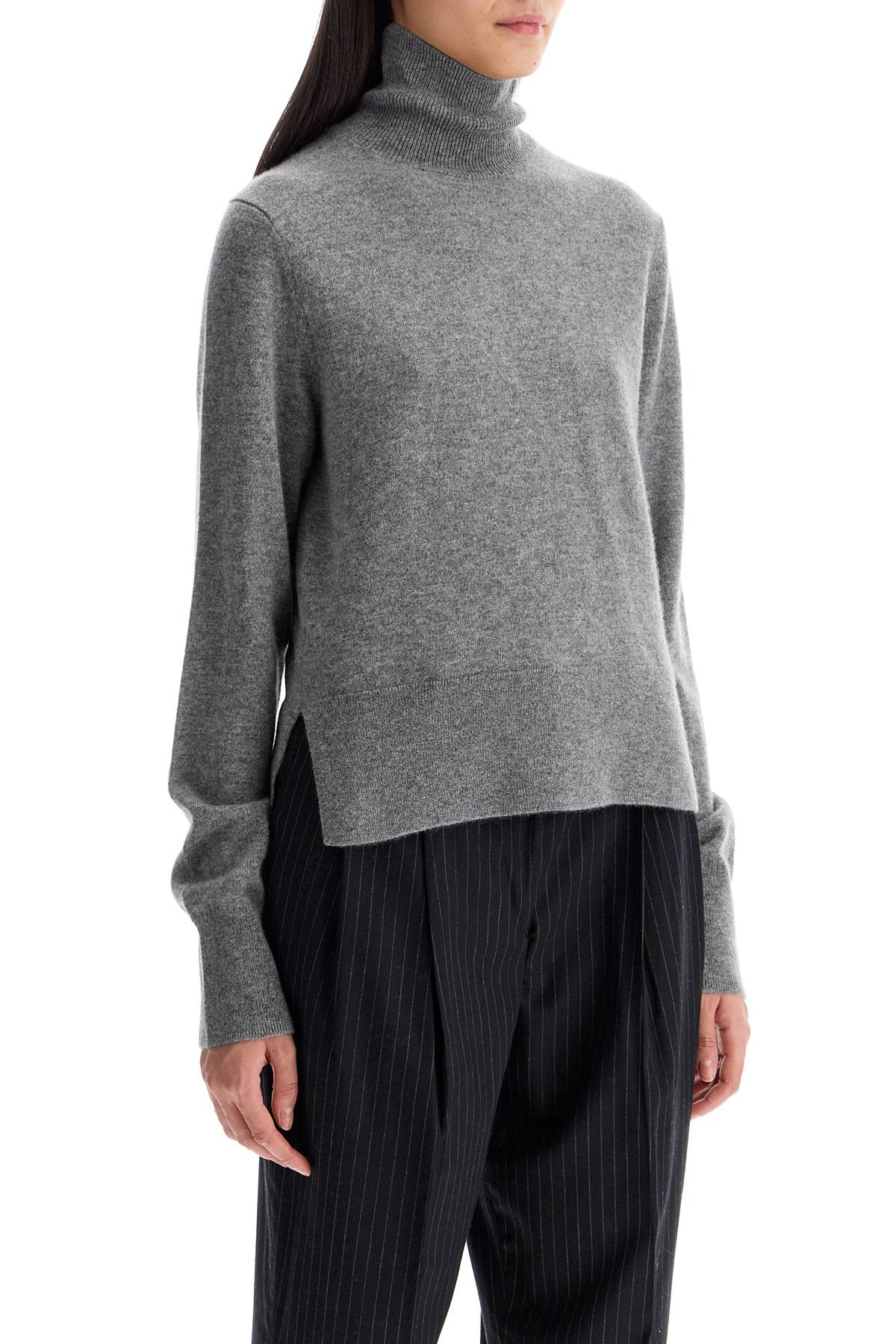 Shop Totême Short Cashmere Sweater "d In Grey