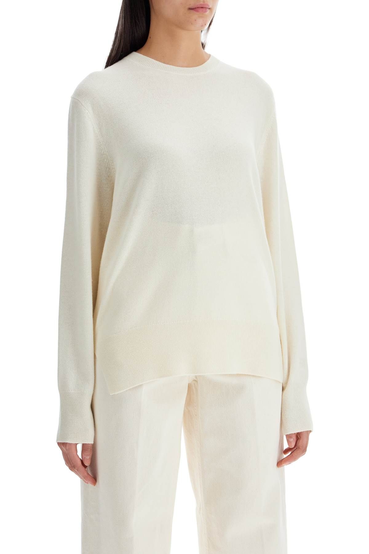 Shop Totême Crew-neck Cashmere Knit In White