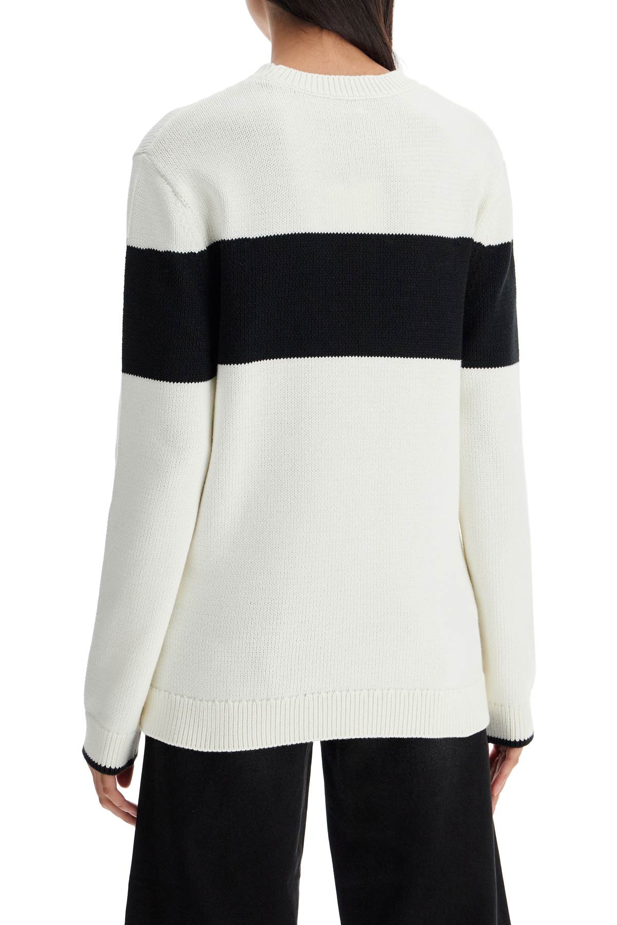 Shop Totême Crewneck Pullover With Contrasting Band In White