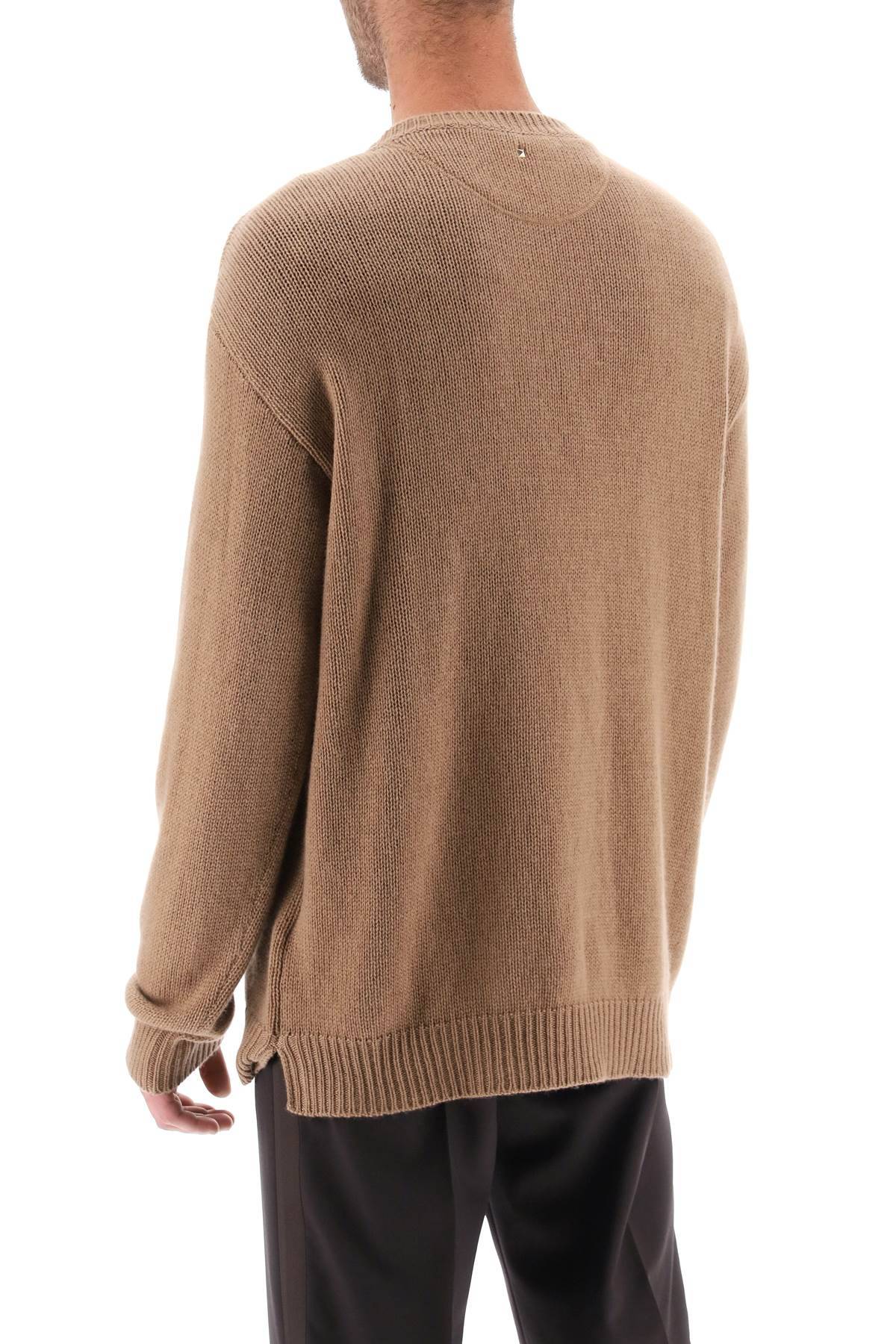 Shop Valentino Cashmere Sweater With Stud In Beige