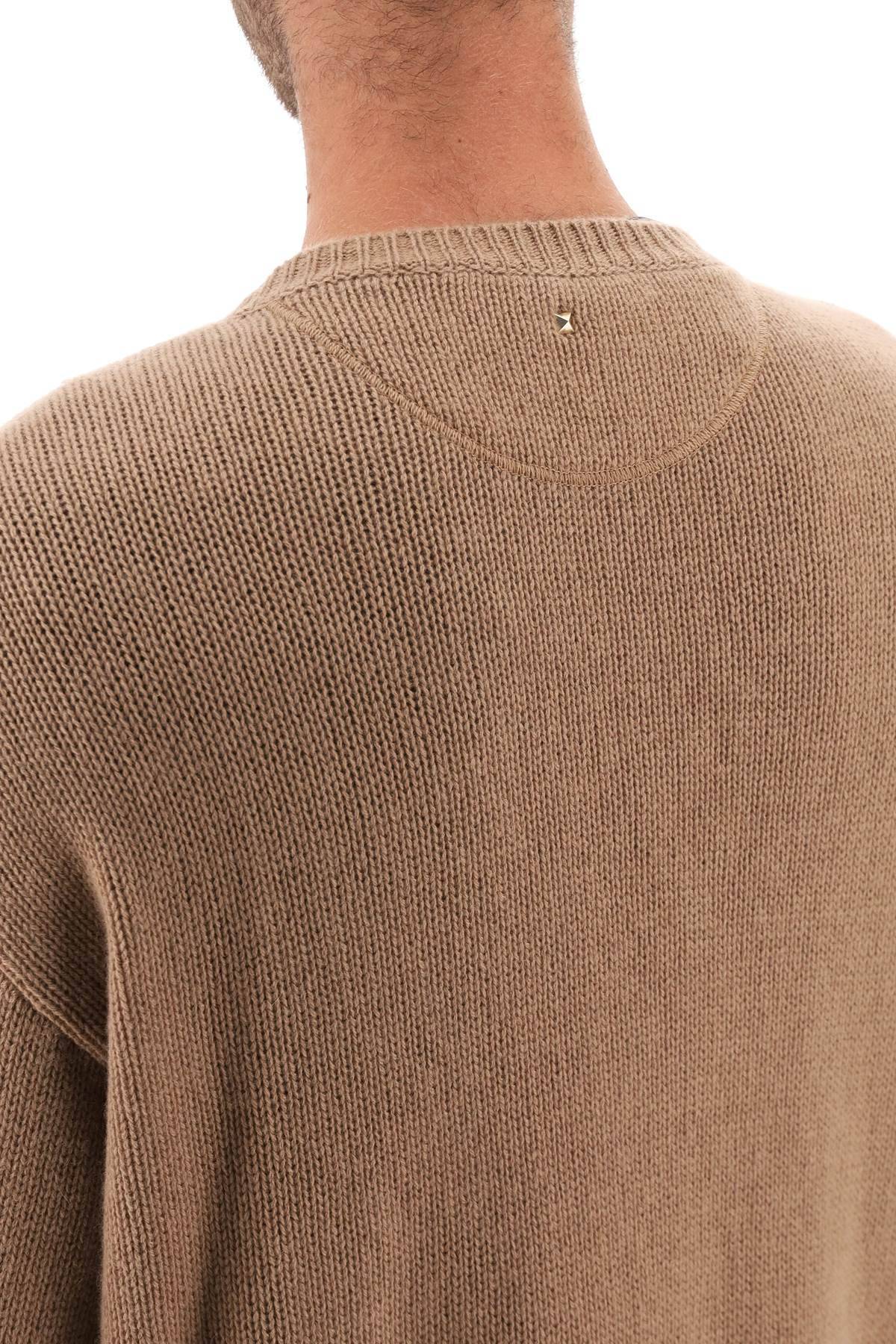 Shop Valentino Cashmere Sweater With Stud In Beige
