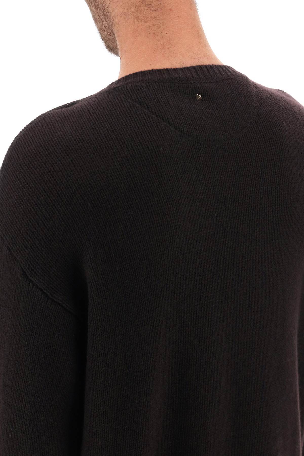 Shop Valentino Cashmere Sweater With Stud In Brown