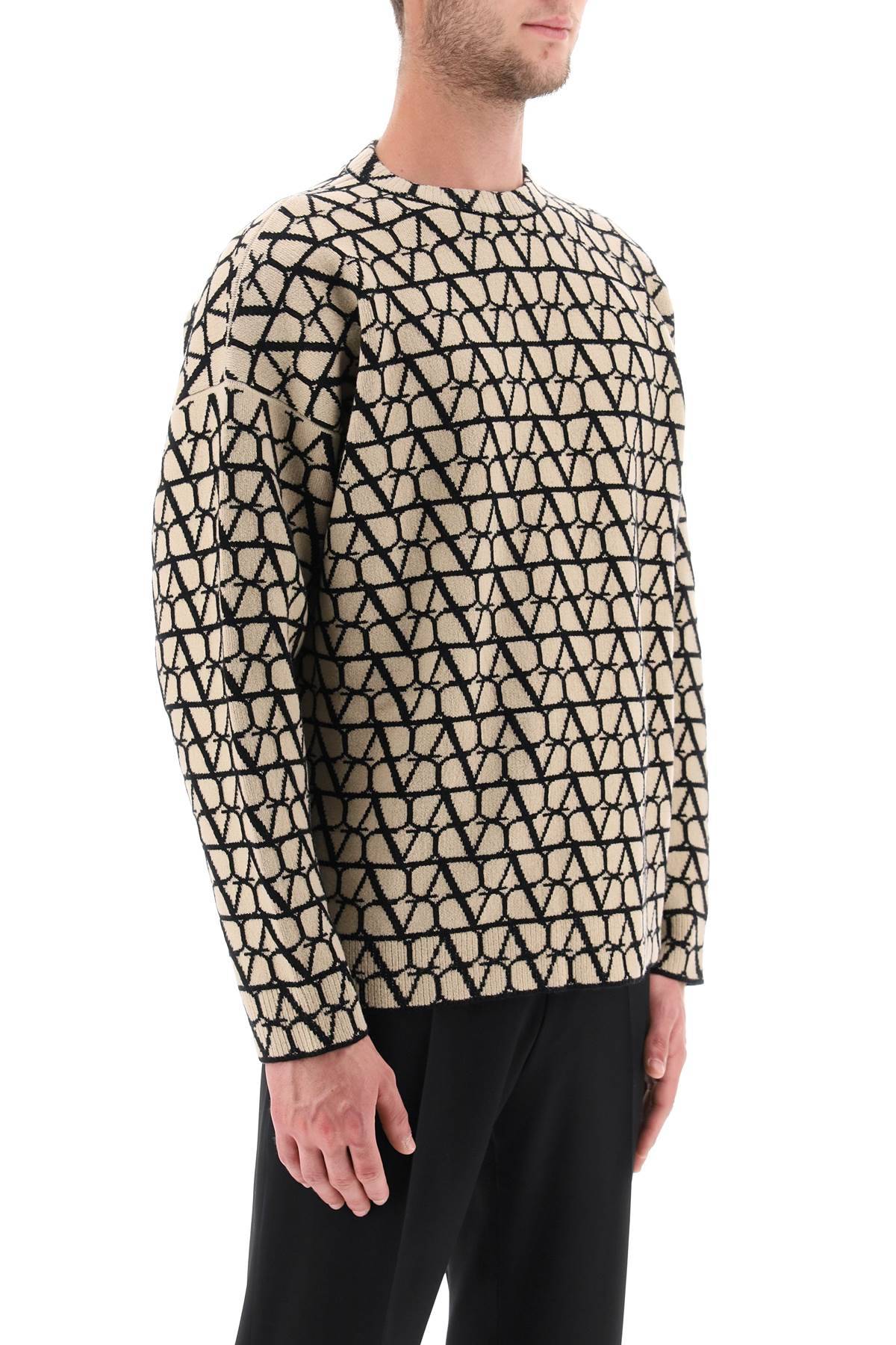 Shop Valentino Toile Iconographe Wool Sweater In Beige,black