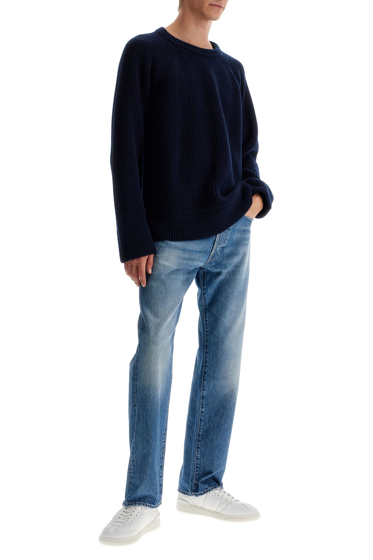 Shop Valentino Wool Crewneck Pullover In Blue