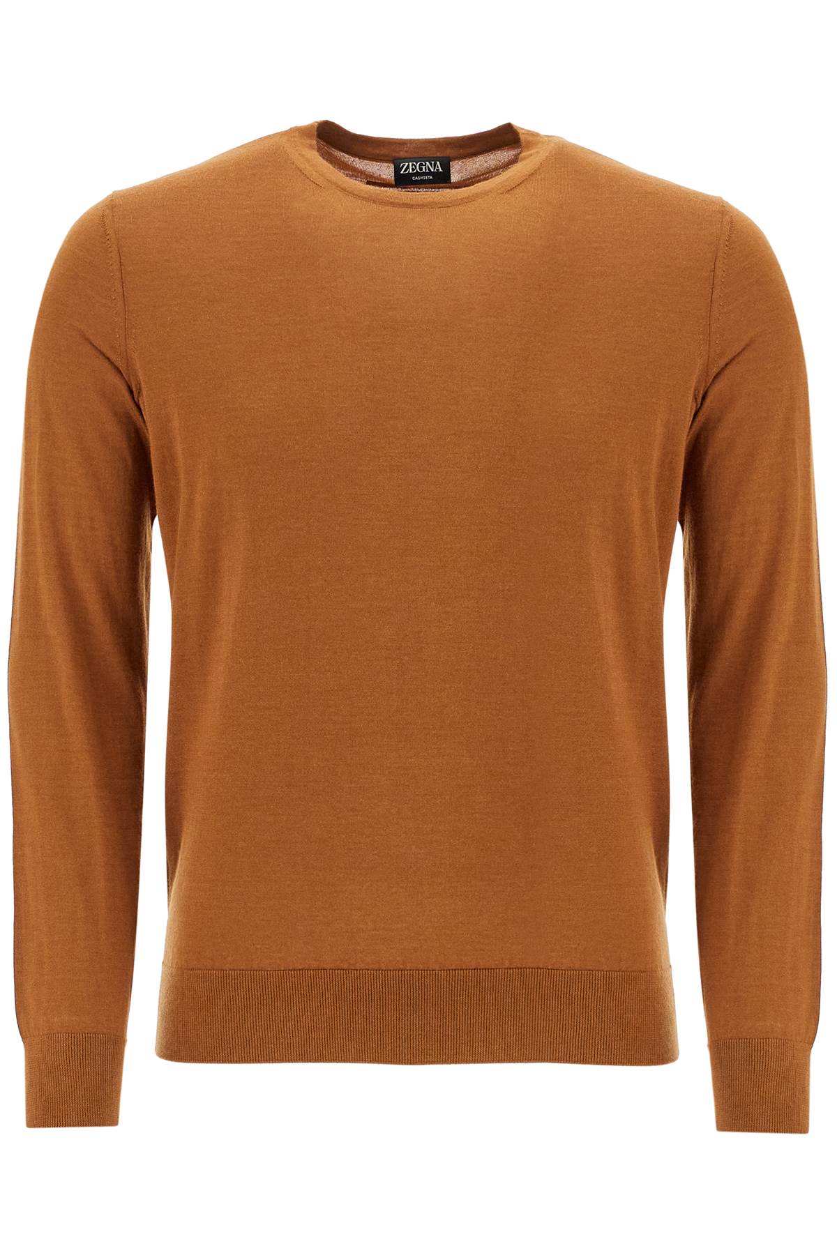 Shop Zegna Cashseta Crew-neck Sweater In Brown