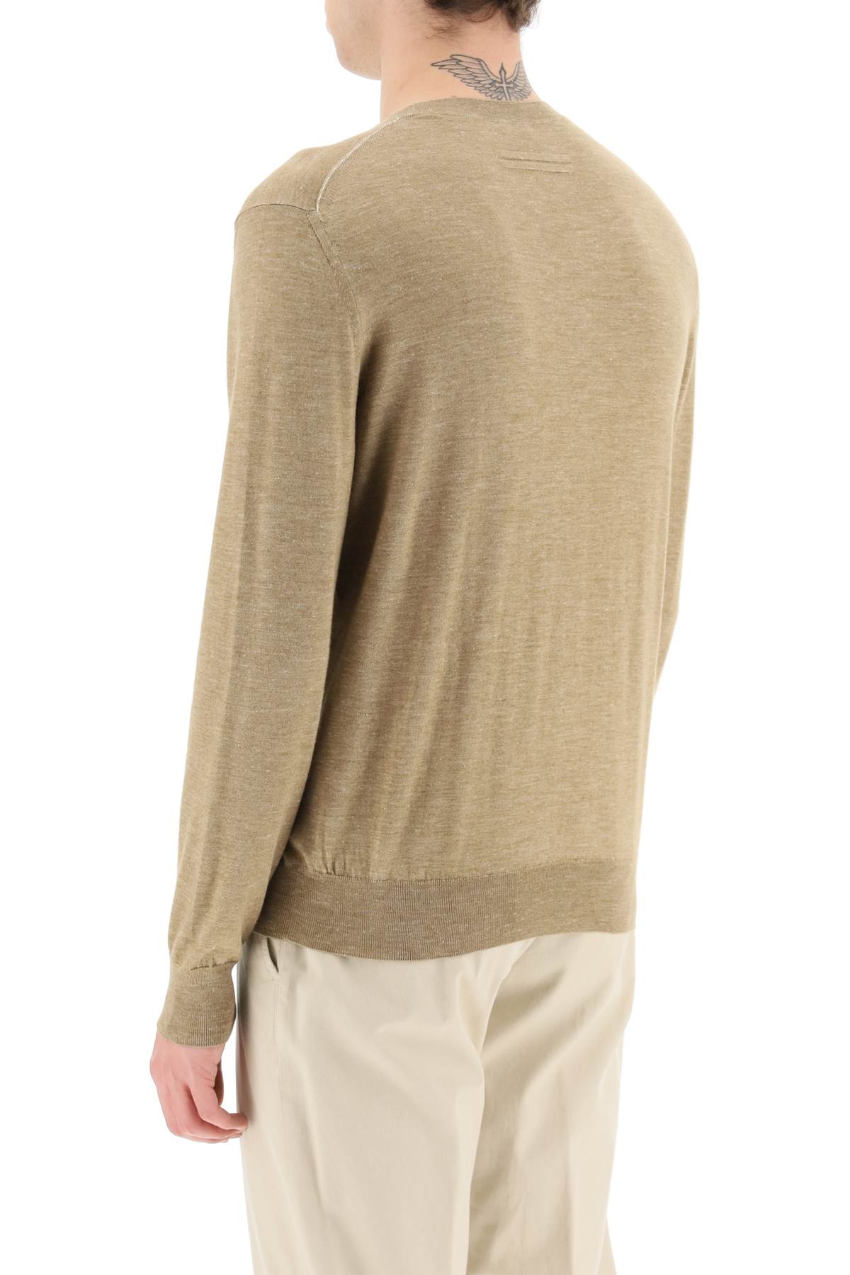 Shop Zegna Lightweight Silk Cashmere And Linen Sweater In Beige