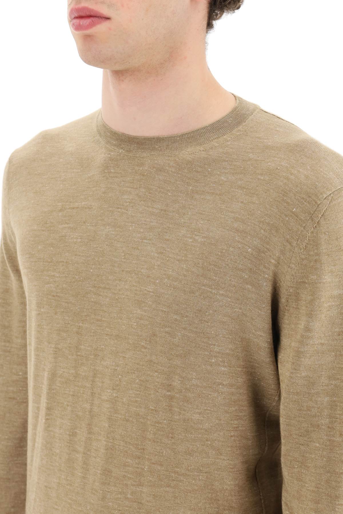 Shop Zegna Lightweight Silk Cashmere And Linen Sweater In Beige