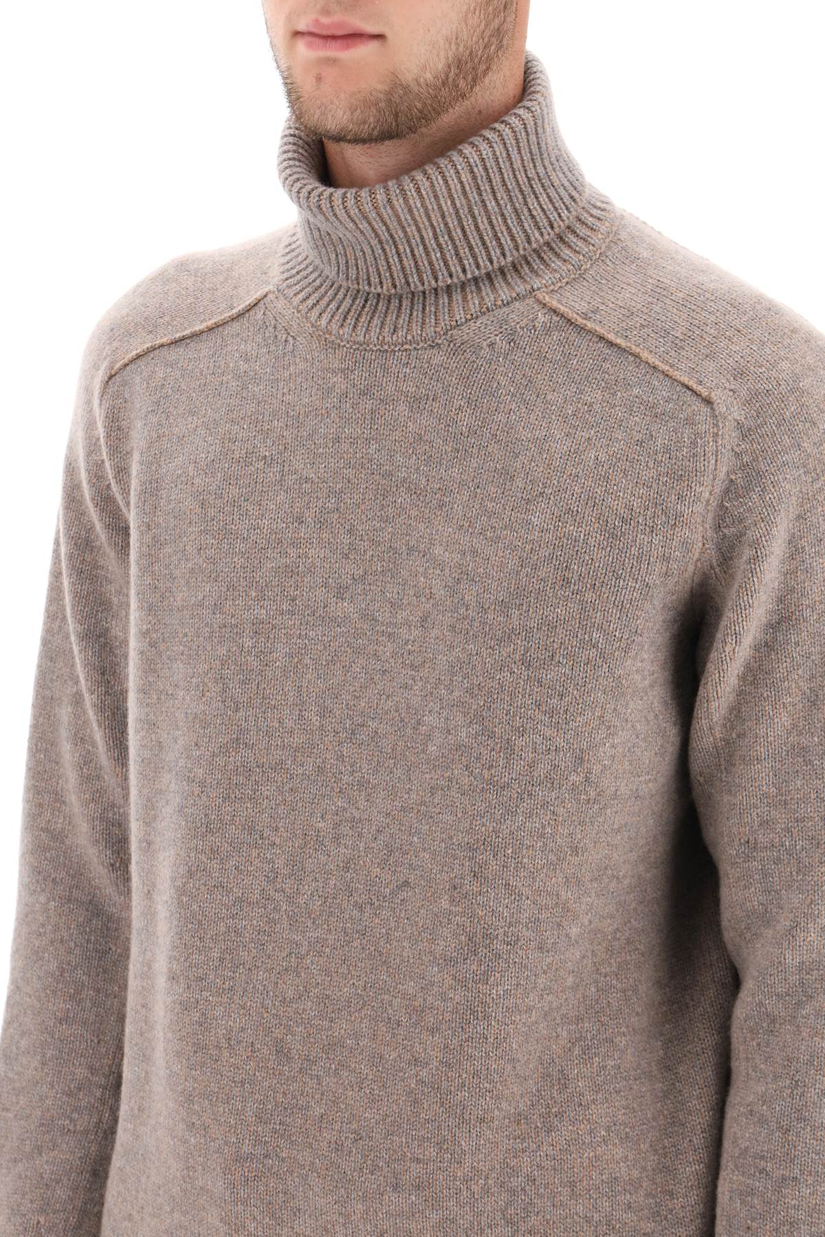 Shop Zegna Turtleneck Sweater In Cashmere In Beige,grey