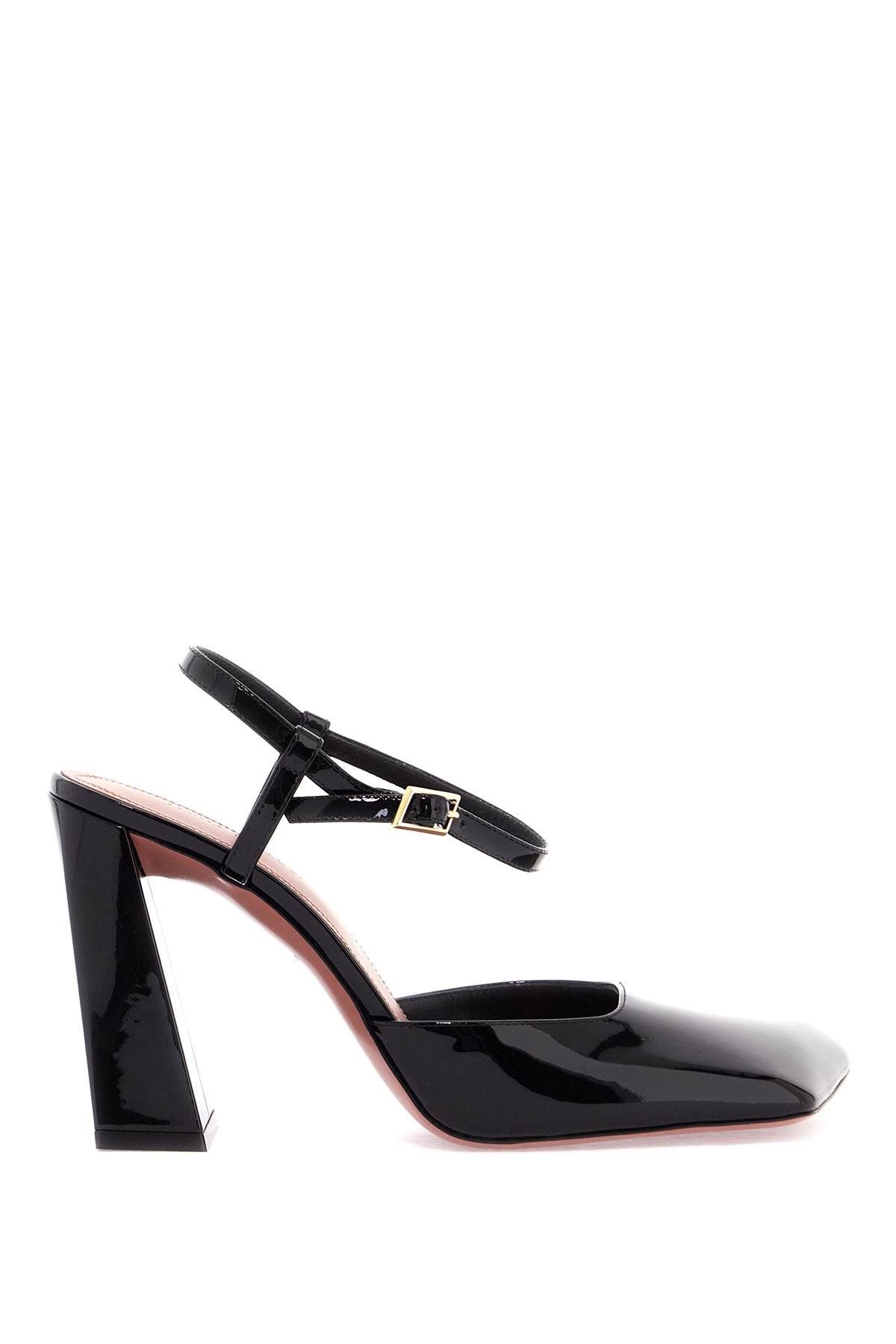 Shop Amina Muaddi 'charlotte Patent Leather Dã©col In Black