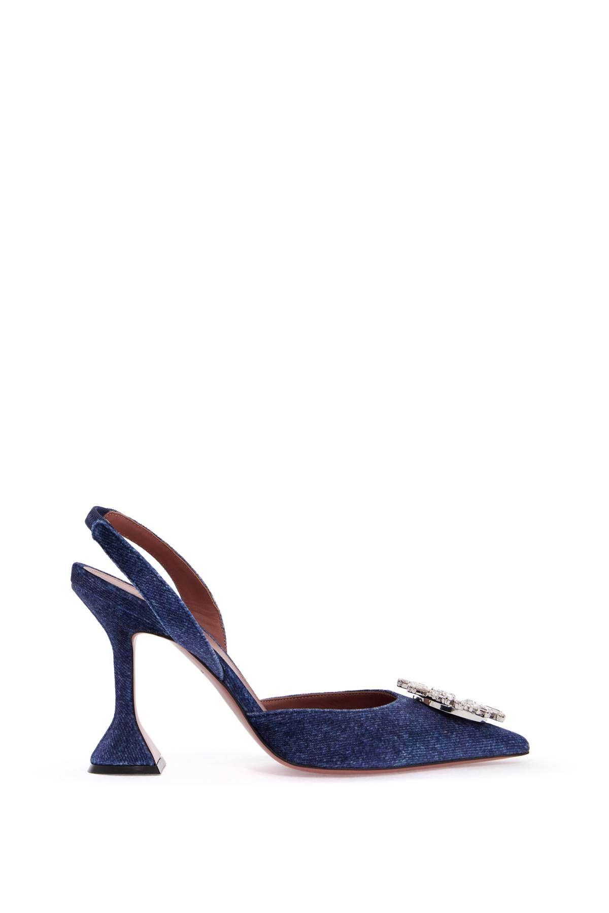 Shop Amina Muaddi Velvet Slingback Beg In Blue