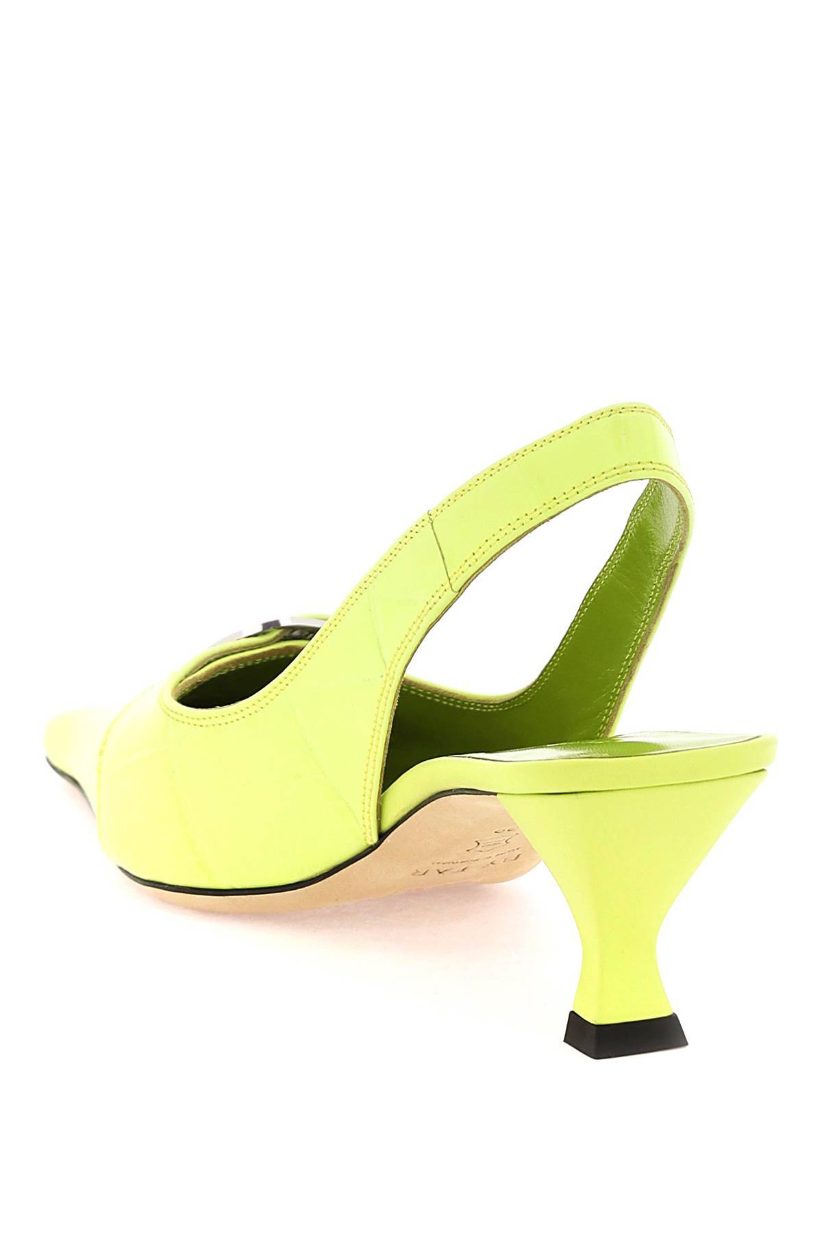 Shop By Far Croco-embossed Slingback Pumps In Green