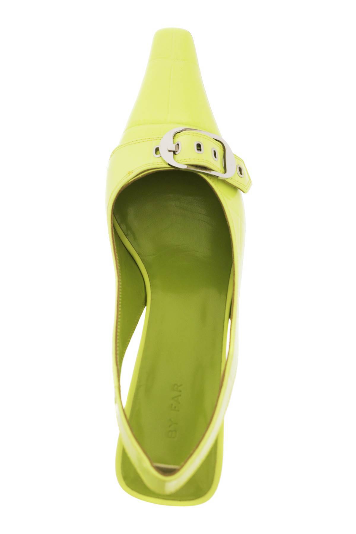 Shop By Far Croco-embossed Slingback Pumps In Green