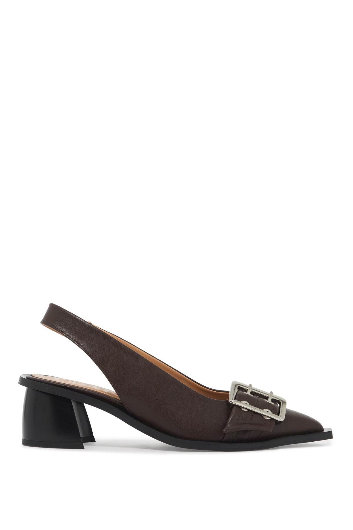 Shop Ganni Slingback Decollet In Brown