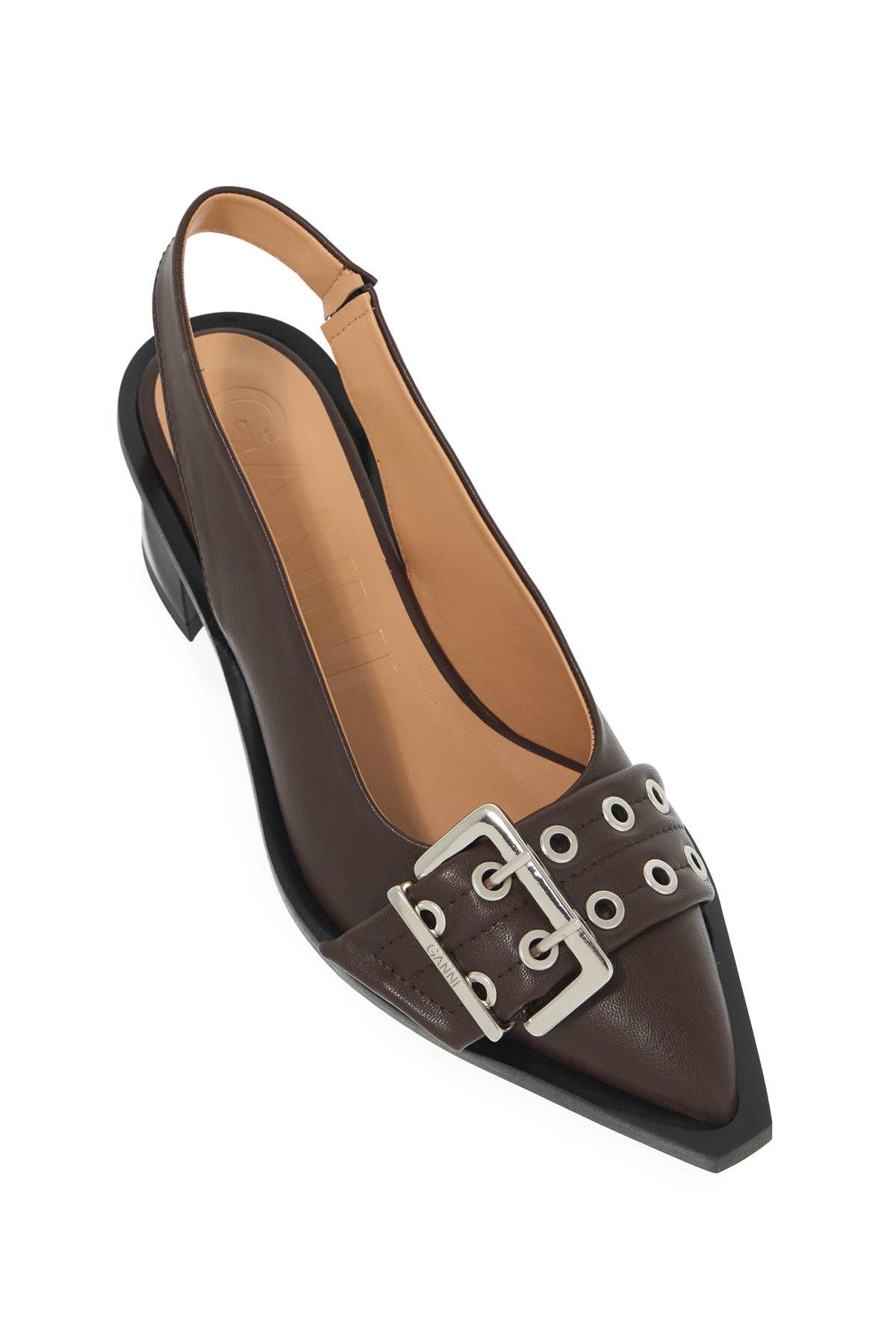 Shop Ganni Slingback Decollet In Brown