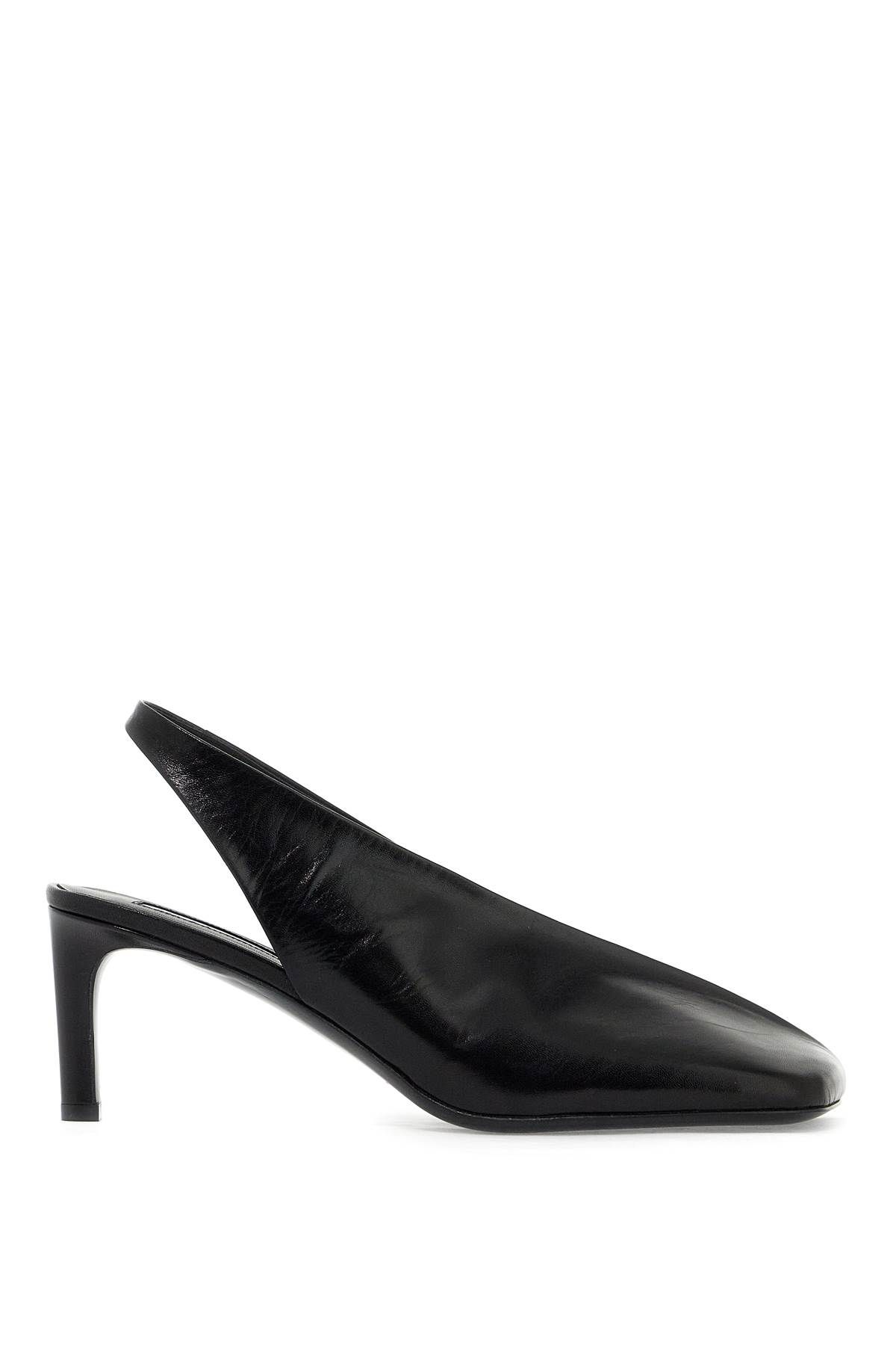 Shop Jil Sander Shiny Leather Slingback Pumps In Black