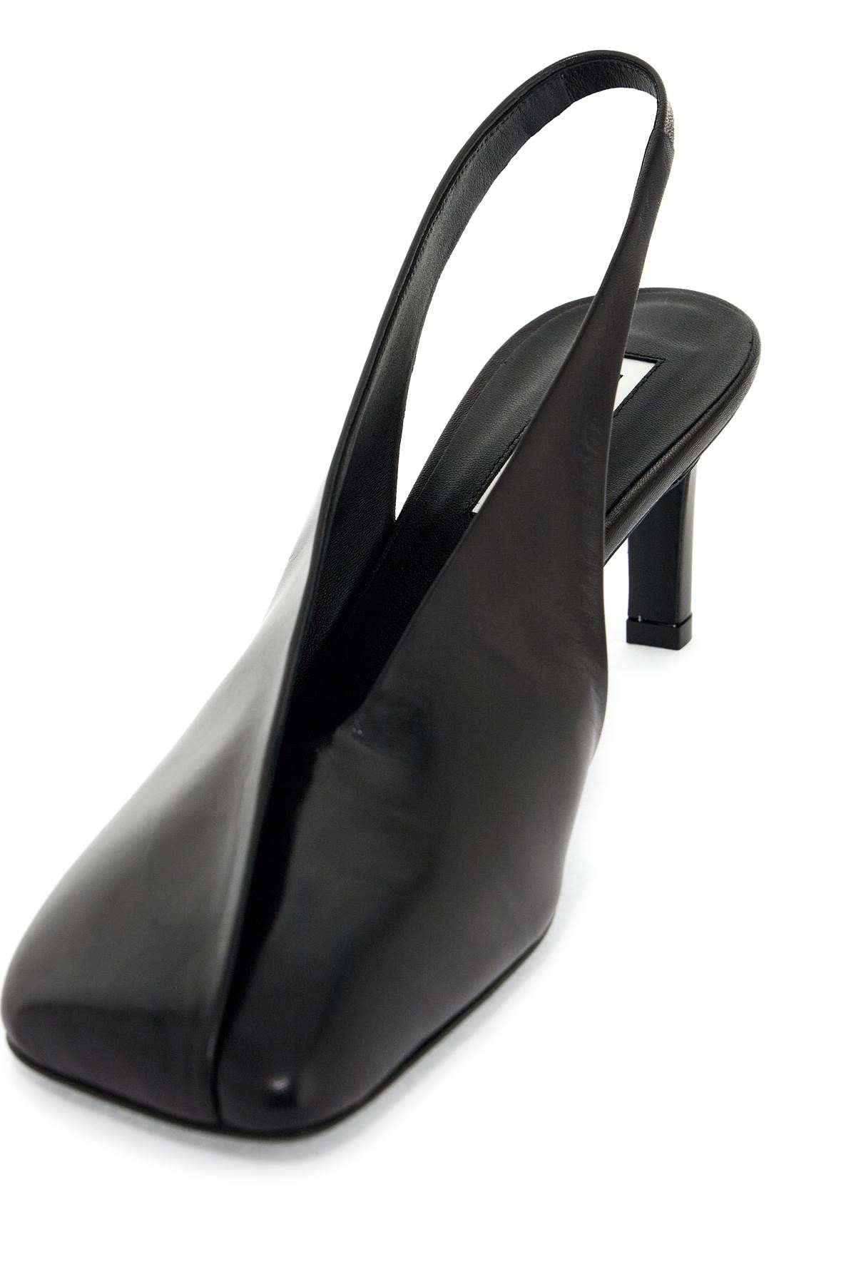 Shop Jil Sander Shiny Leather Slingback Pumps In Black