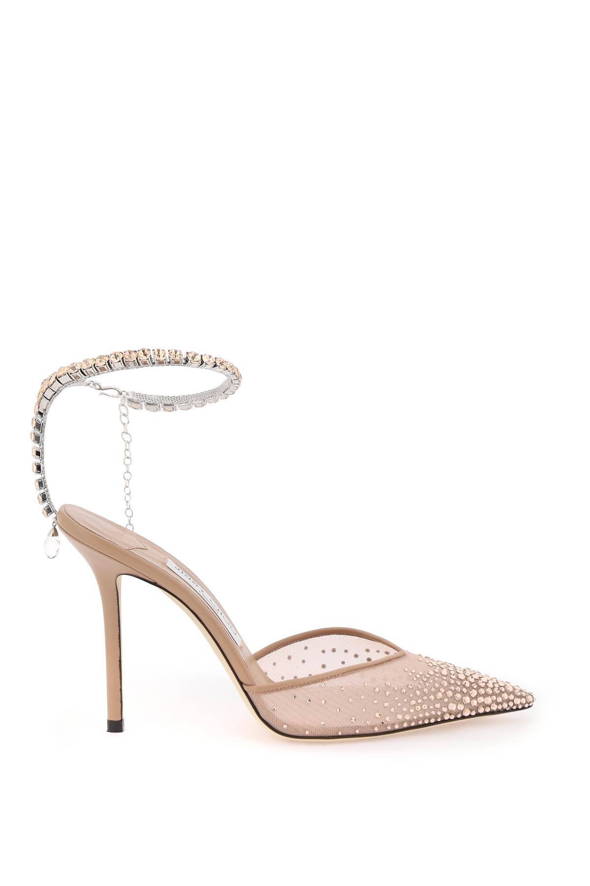 Shop Jimmy Choo Saeda 100 Pumps With Crystals In Pink