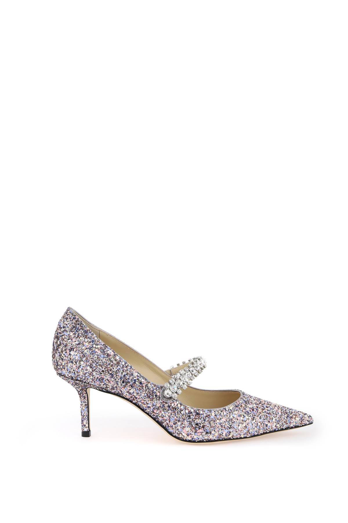Shop Jimmy Choo Bing 65 Pumps With Glitter And Crystals In Pink,multicolor