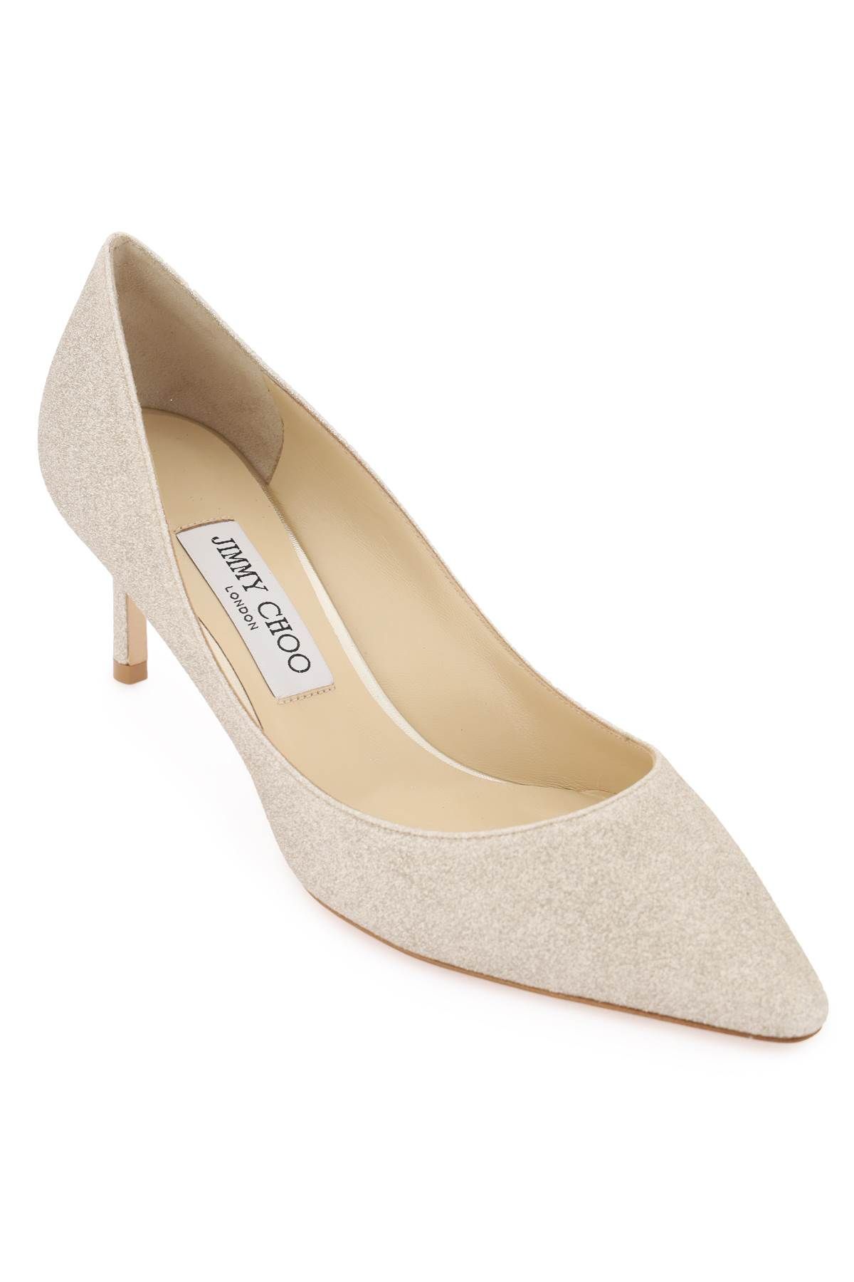 Shop Jimmy Choo 'romy' Pumps With Glitter In Silver