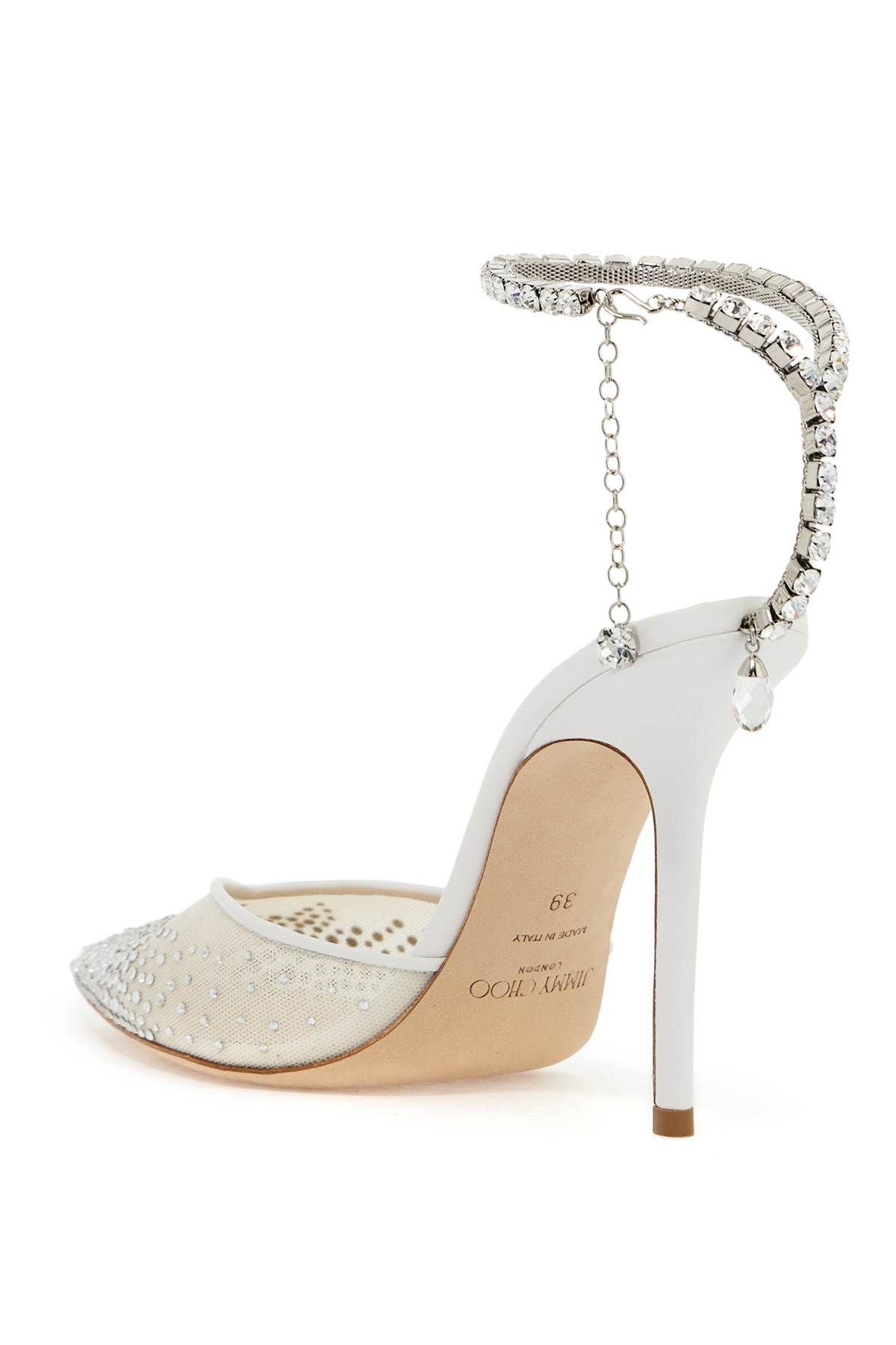 Shop Jimmy Choo Saeda 100 Pumps With Crystals In White