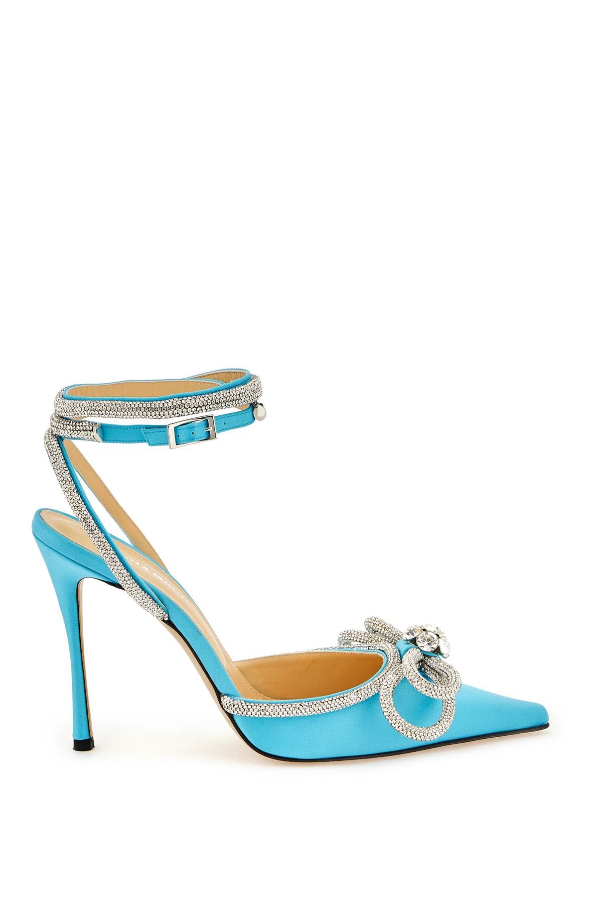 Shop Mach & Mach Satin Pumps With Crystals In Light Blue