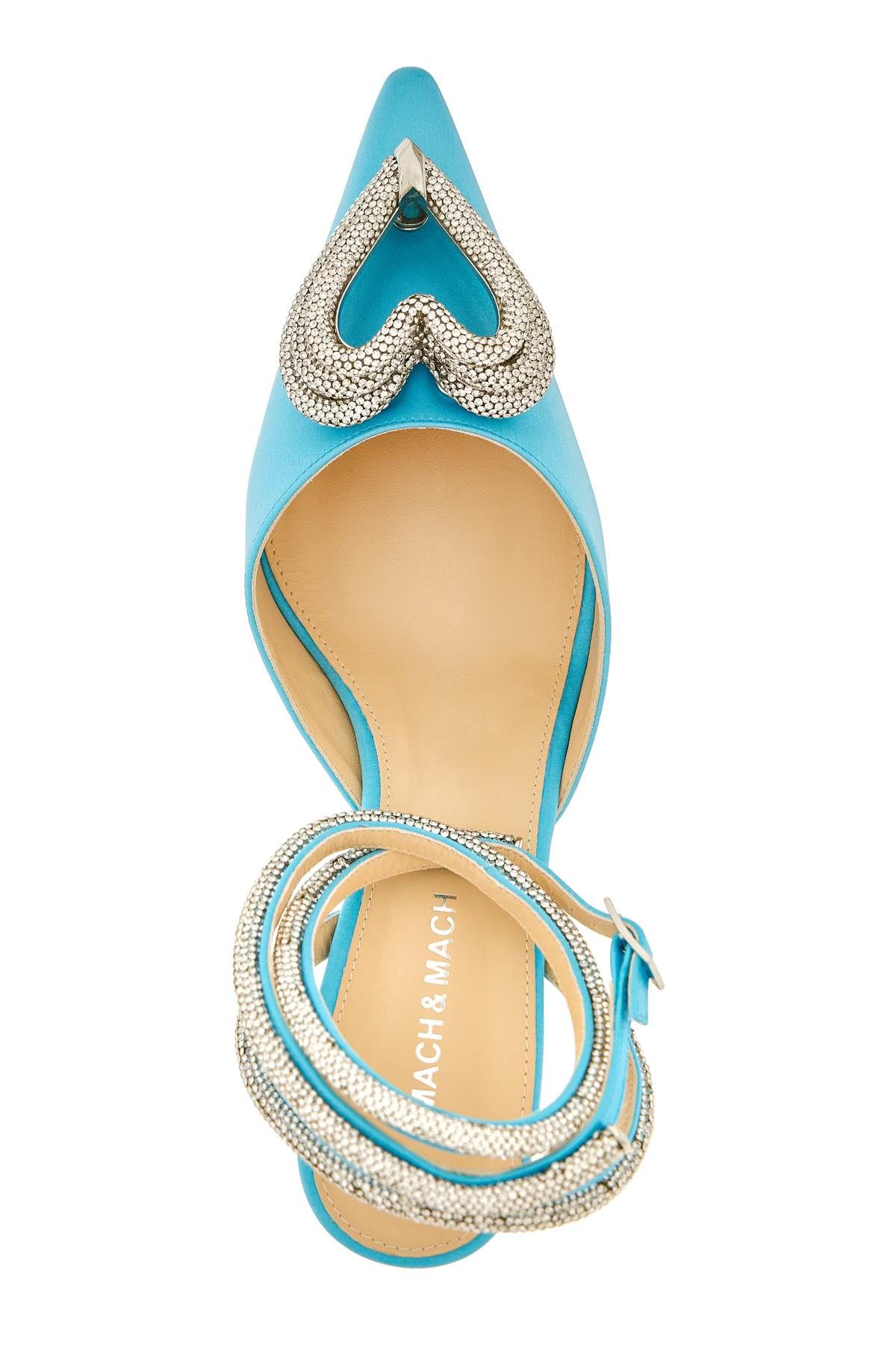 Shop Mach E Mach Satin Pumps With Crystals In Light Blue