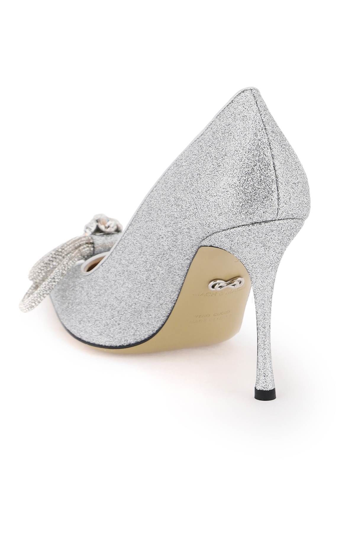 Shop Mach & Mach Glittered Pumps With Crystals In Silver