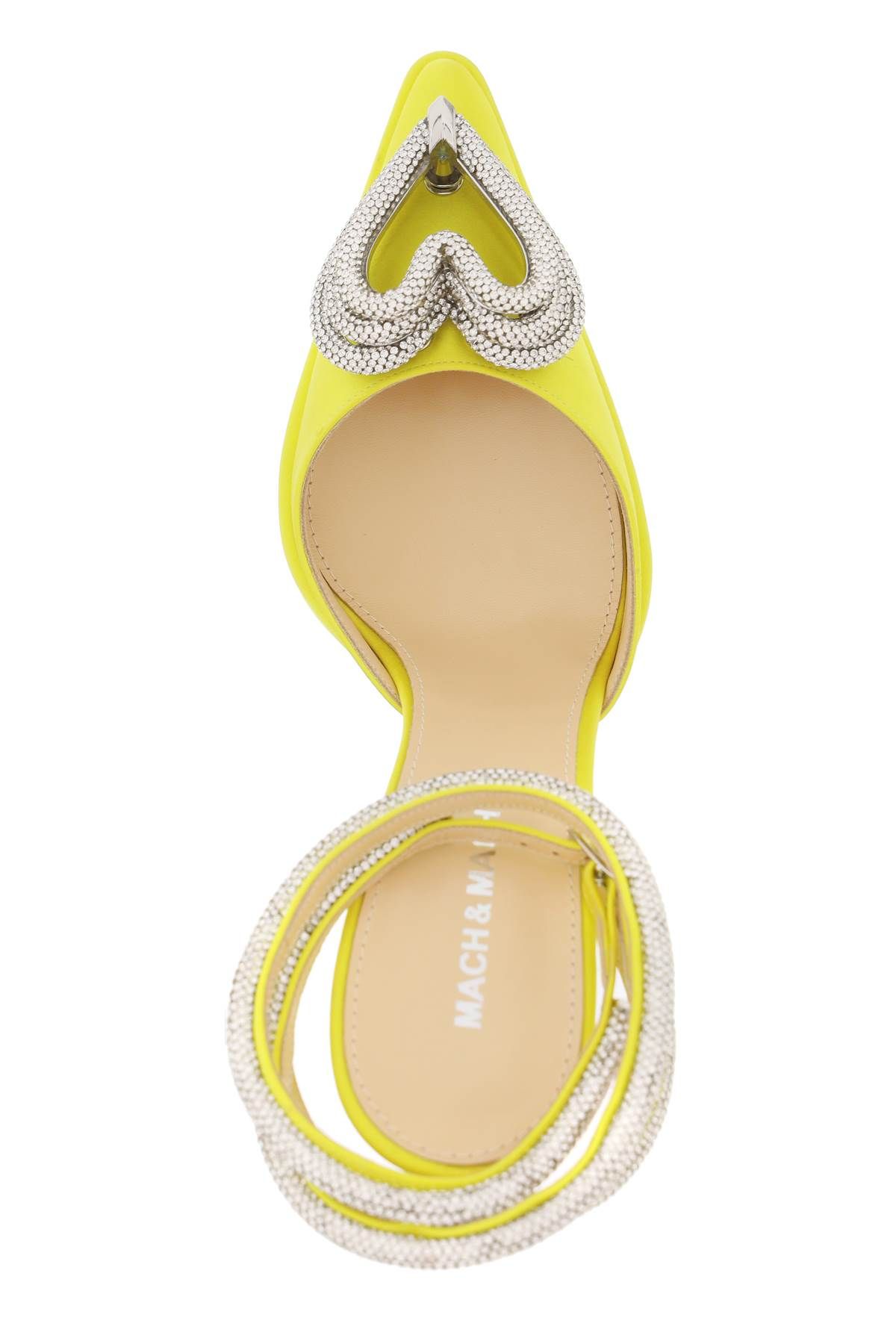 Shop Mach E Mach Satin Pumps With Crystals In Yellow