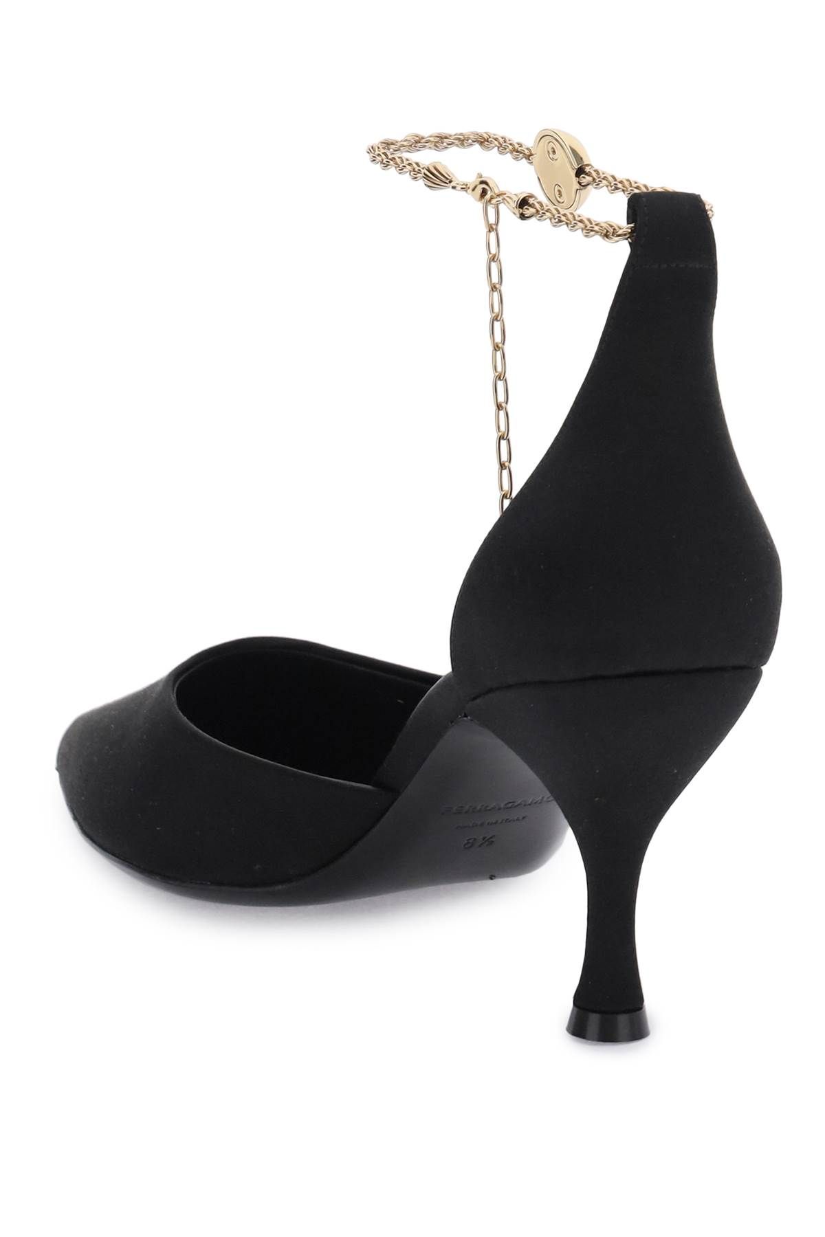 Shop Ferragamo Pumps With Chain In Black