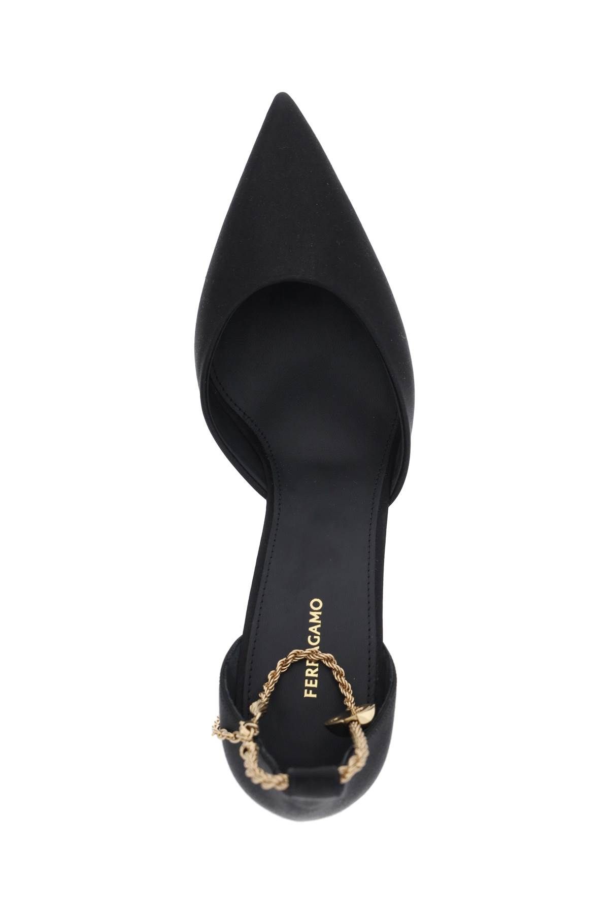 Shop Ferragamo Pumps With Chain In Black