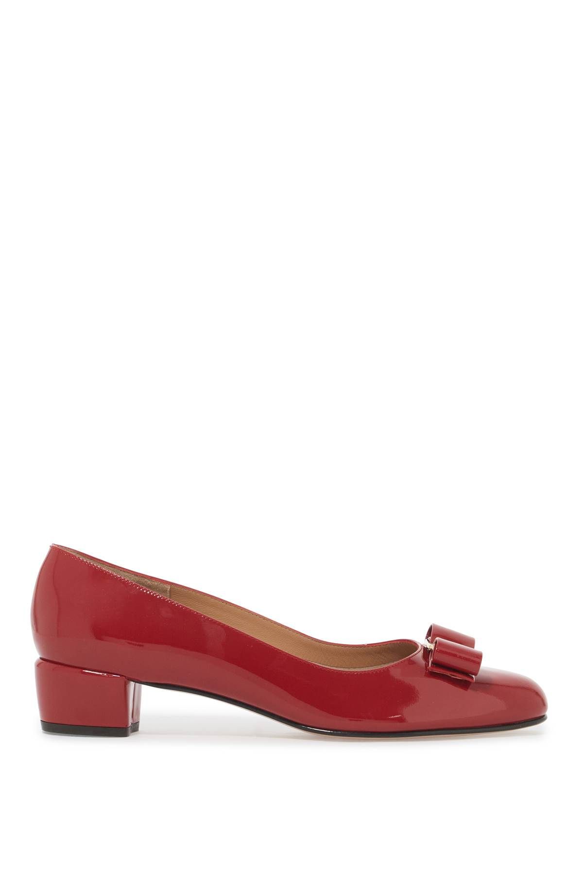 Shop Ferragamo "patent Leather Vara In Red