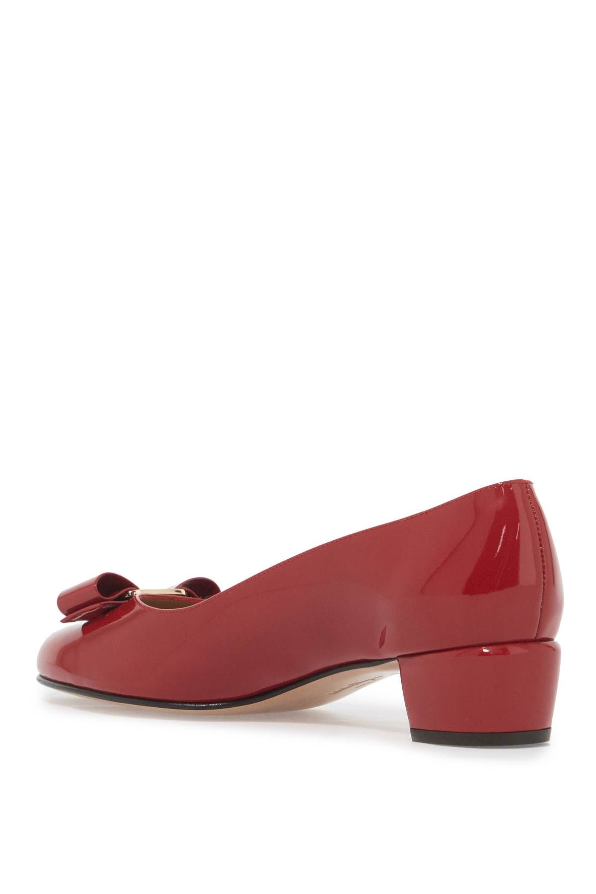 Shop Ferragamo "patent Leather Vara In Red