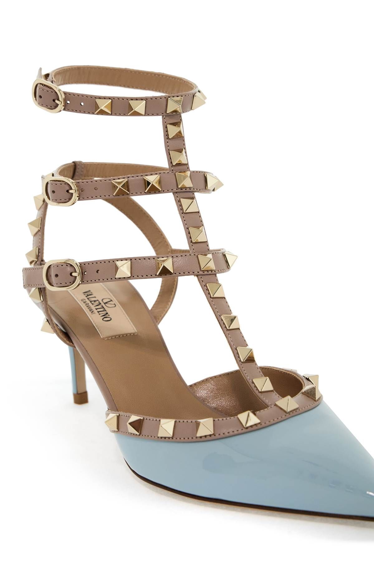 Shop Valentino Rockstud Slingback Pumps In Neutro