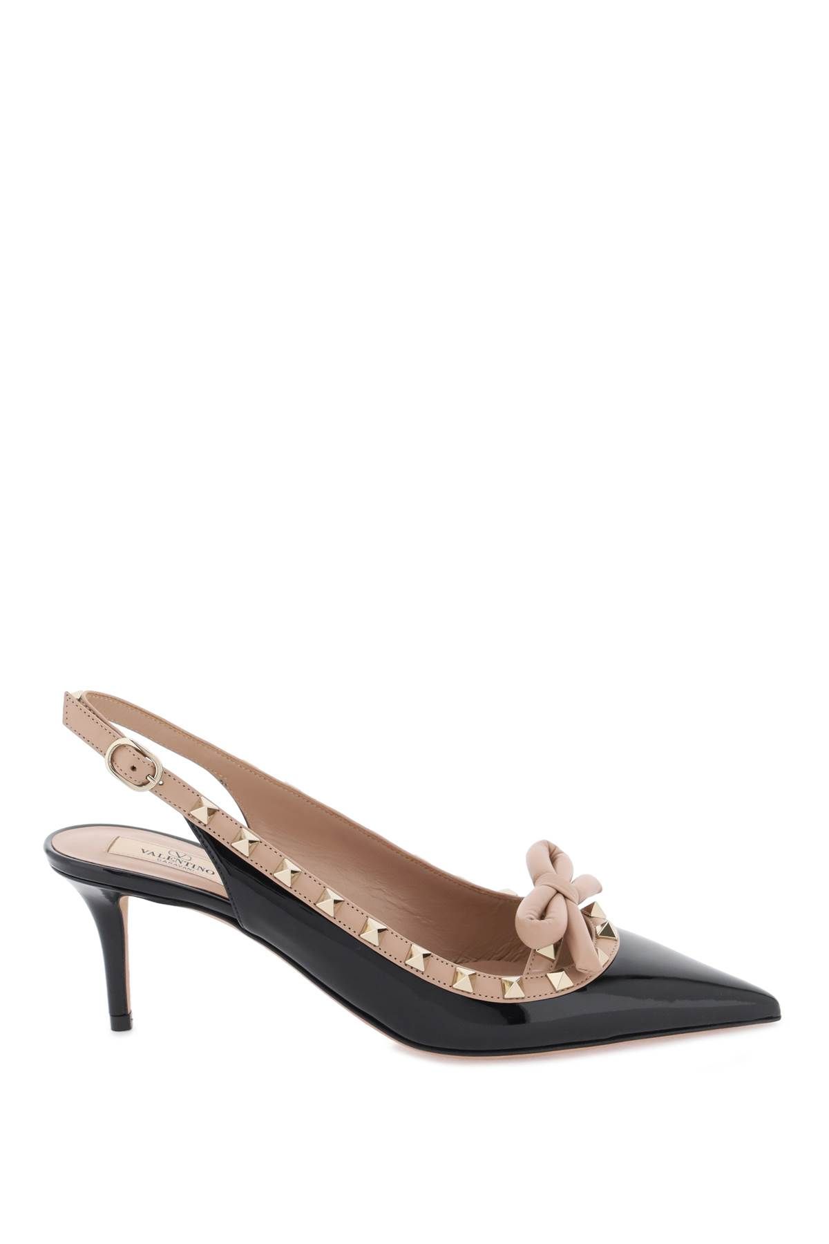 Shop Valentino Rockstud Slingback Pumps In Black