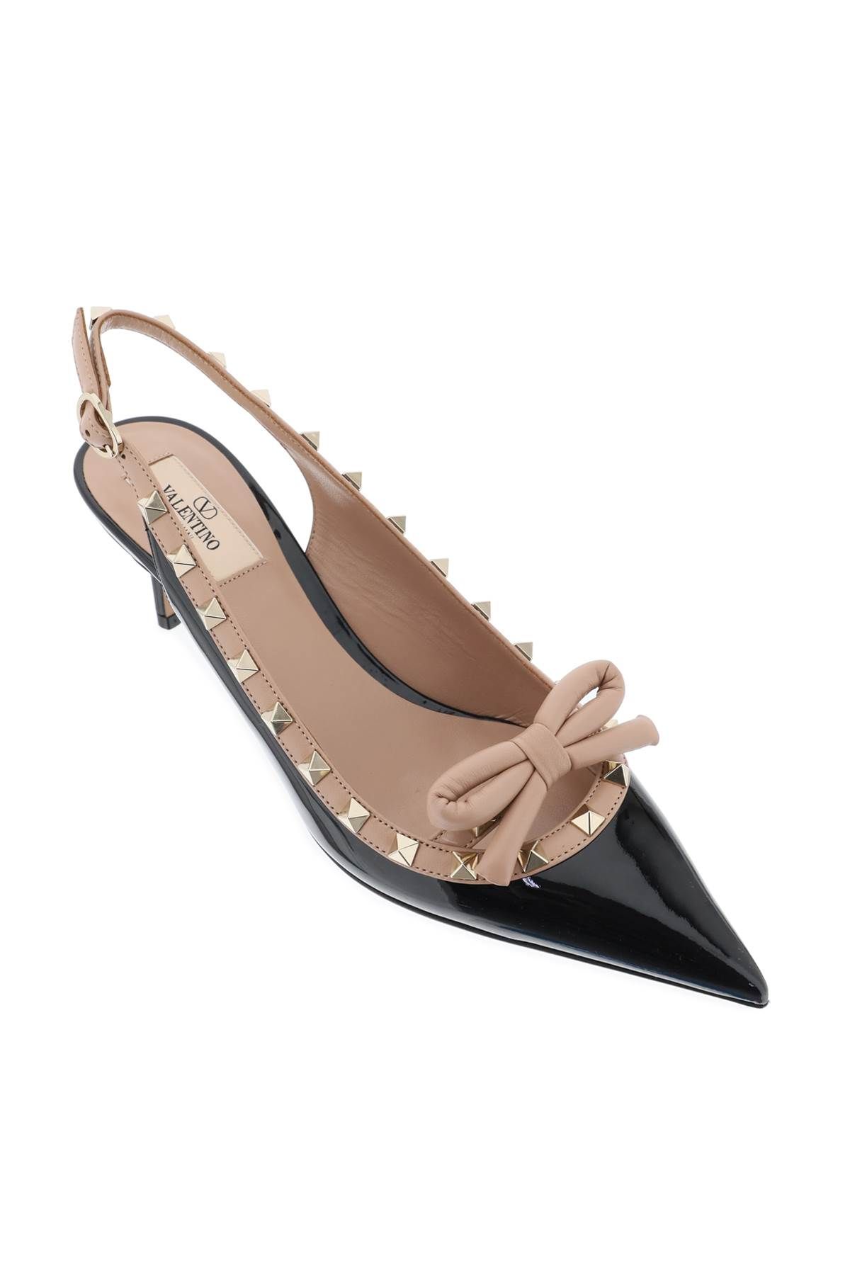 Shop Valentino Rockstud Slingback Pumps In Black