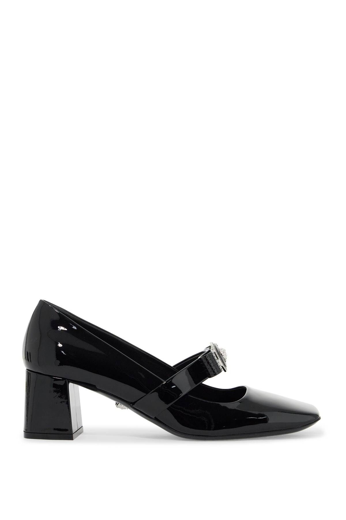 Shop Versace "gianni Ribbon Patent Leather Dé In Black